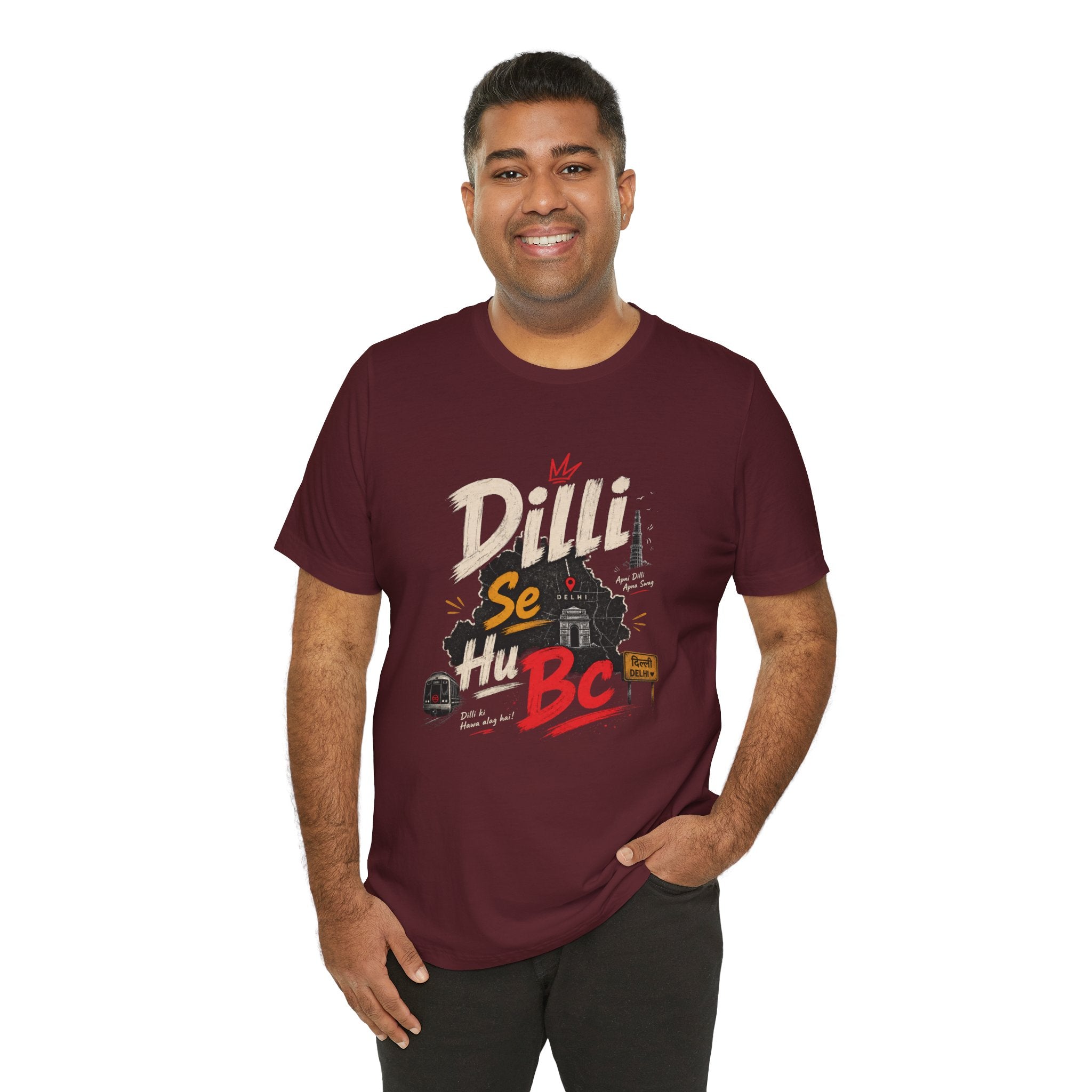 Dilli Se Hum BC T-Shirt, Delhi skyline, Hindi typography