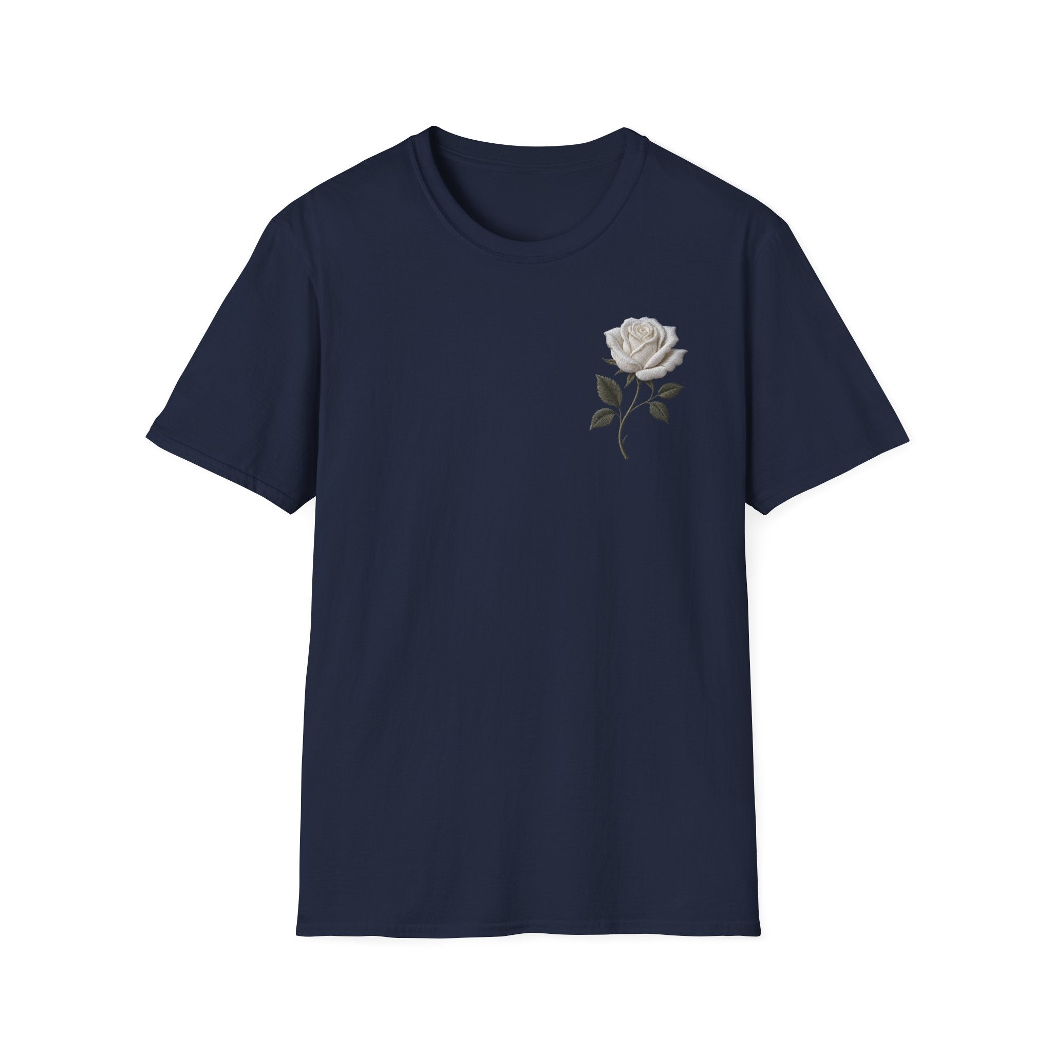 White Rose Chest T Shirt Minimal Floral Tee Rose Graphic Shirt Aesthetic Flower Shirt Simple Botanical Tee Unisex