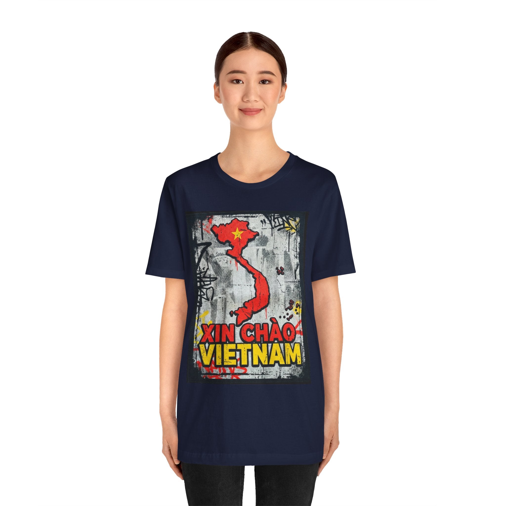 Xin Chao Vietnam T-Shirt Vietnam Map Graffiti Design Asian Travel Tee Vietnam Shirt Streetwear Graphic Unisex Gift