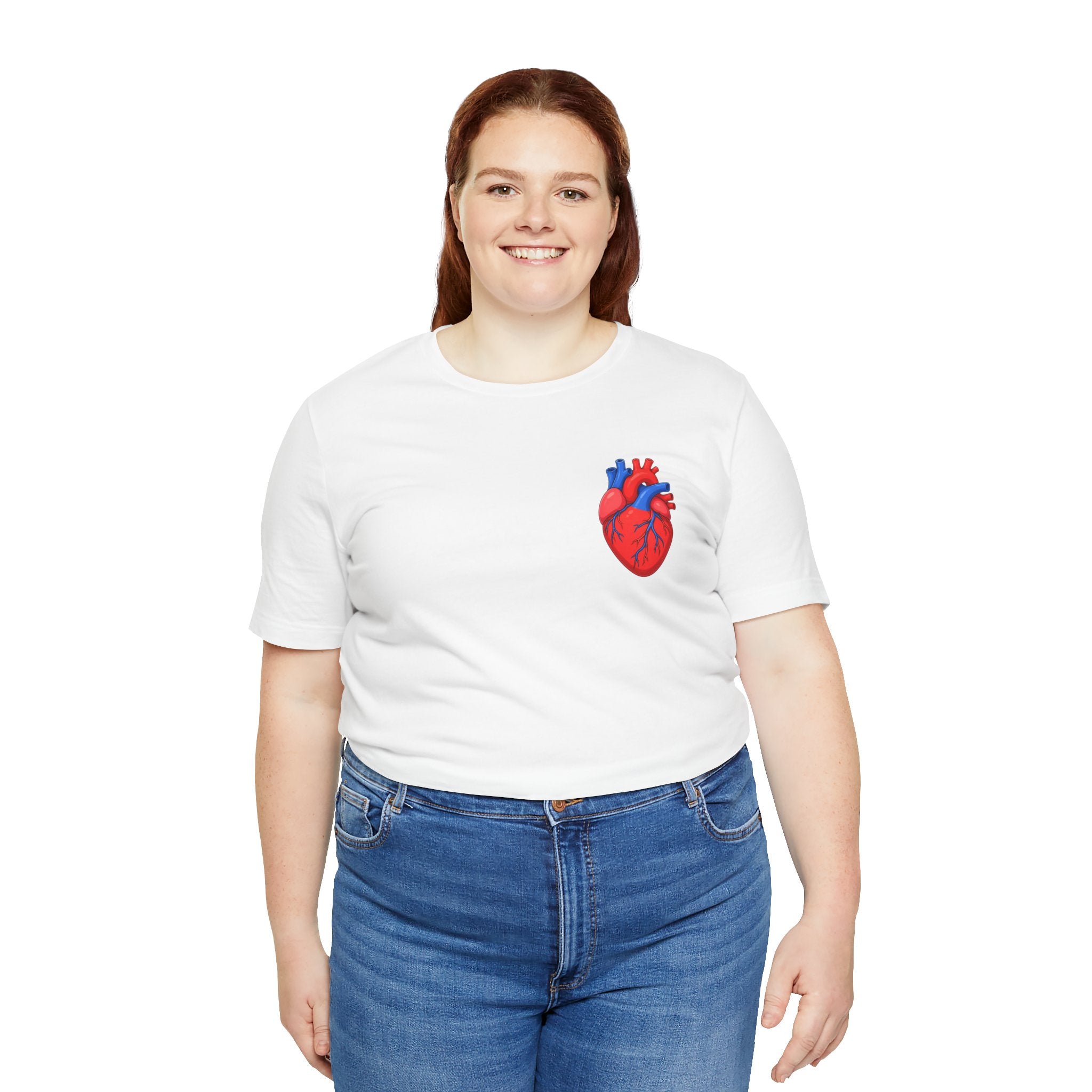 Anatomical Heart Chest Pocket T Shirt Red Blue Heart Tee Medical Heart Graphic Shirt