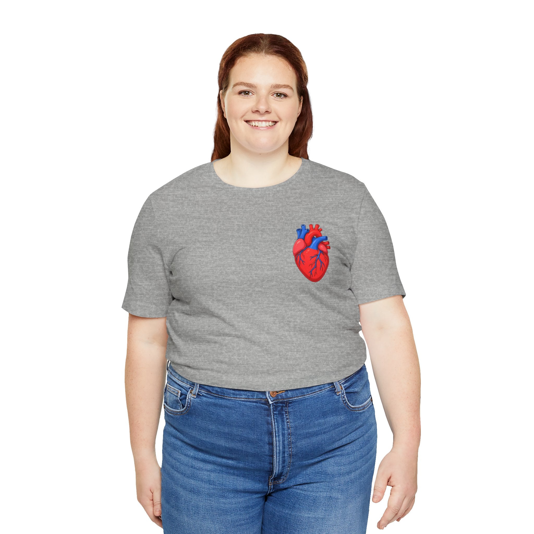 Anatomical Heart Chest Pocket T Shirt Red Blue Heart Tee Medical Heart Graphic Shirt