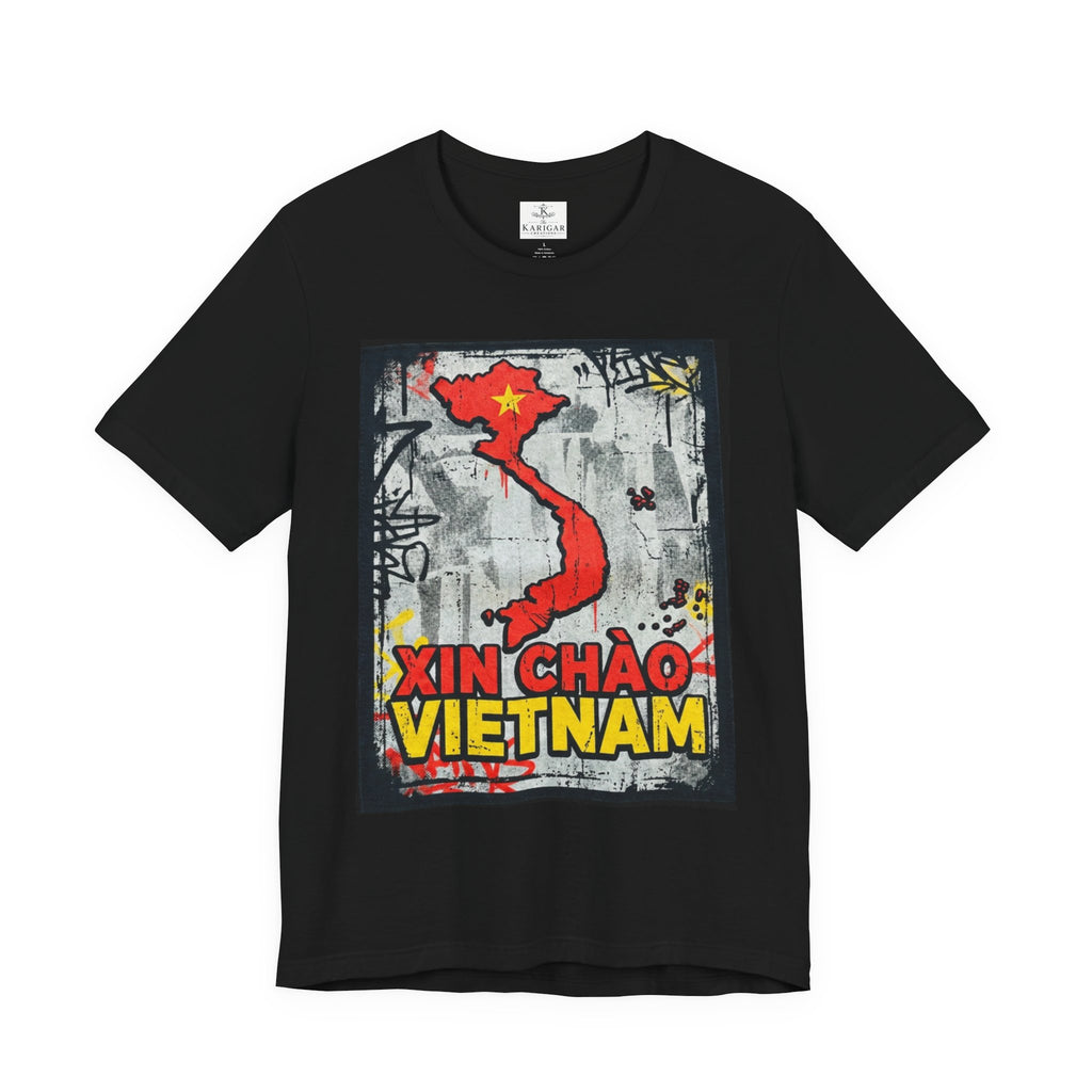 Xin Chao Vietnam T-Shirt Vietnam Map Graffiti Design Asian Travel Tee Vietnam Shirt Streetwear Graphic Unisex Gift