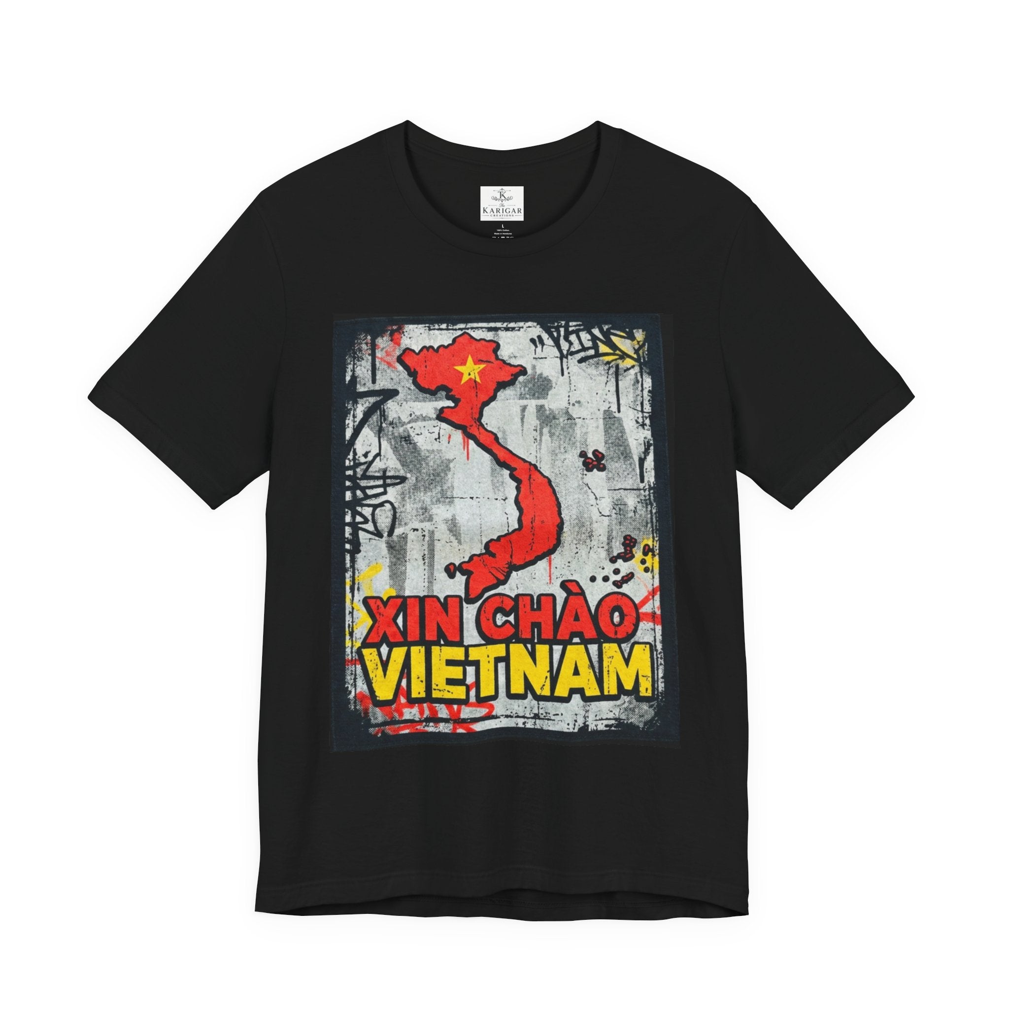 Xin Chao Vietnam T-Shirt Vietnam Map Graffiti Design Asian Travel Tee Vietnam Shirt Streetwear Graphic Unisex Gift