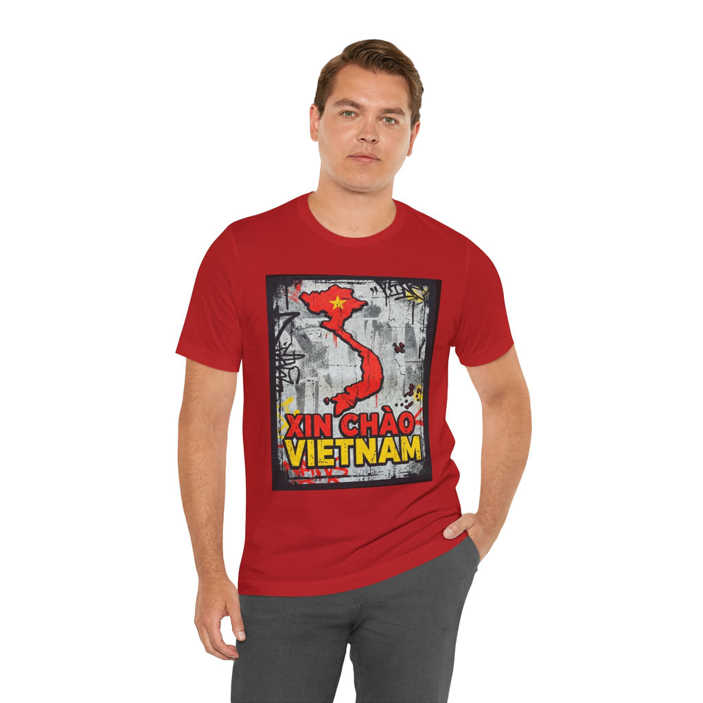 Xin Chao Vietnam T-Shirt Vietnam Map Graffiti Design Asian Travel Tee Vietnam Shirt Streetwear Graphic Unisex Gift