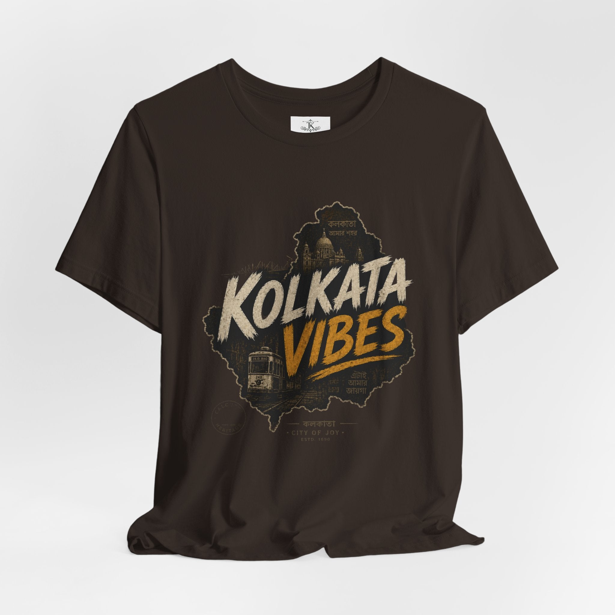Kolkata Vibes T-Shirt Indian City Skyline Tee Vintage Tram Design Kolkata Shirt West Bengal Pride Unisex Gift
