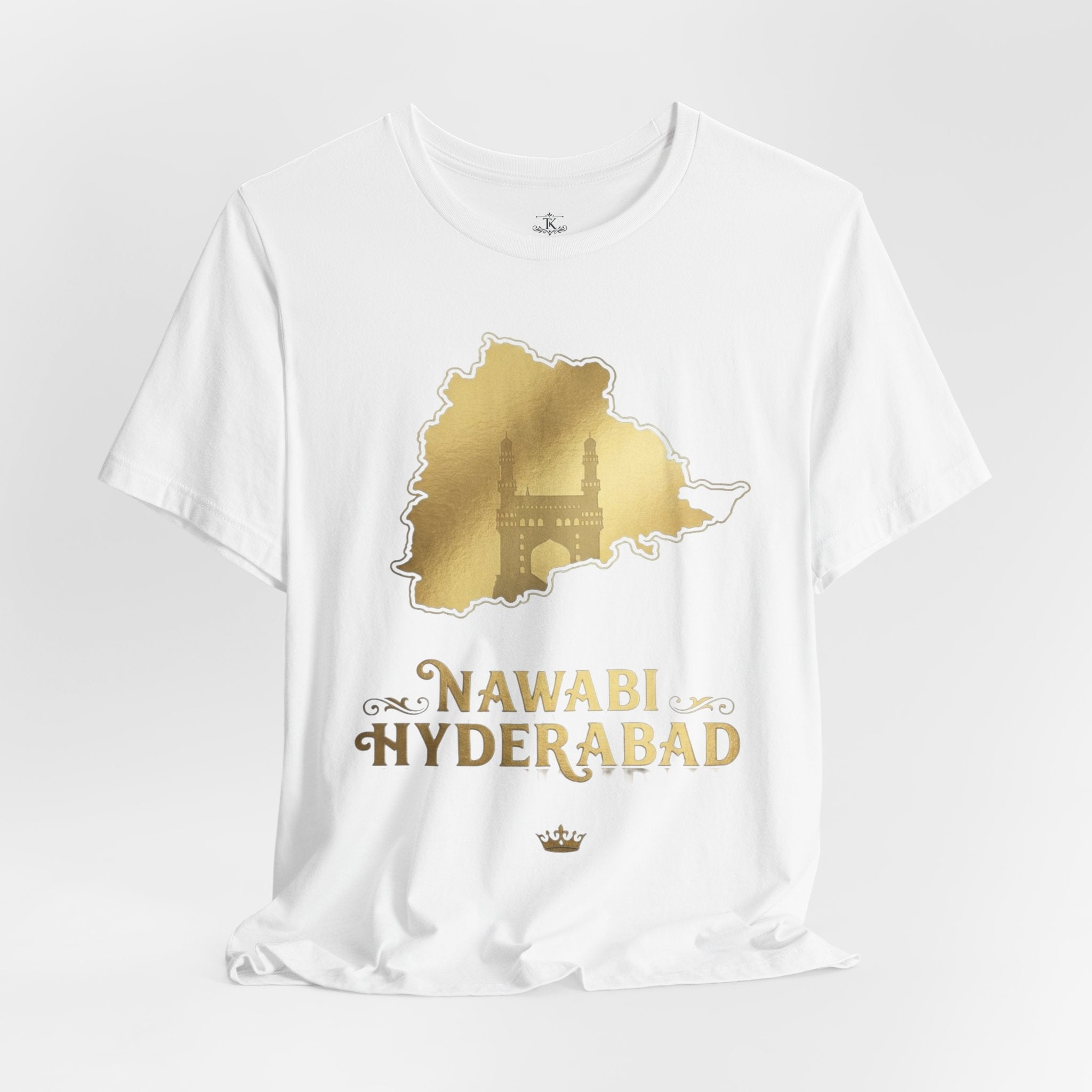 Nawabi Hyderabad T-Shirt Gold Map Graphic Tee Hyderabad Shirt Charminar Design Telangana Pride Unisex Gift