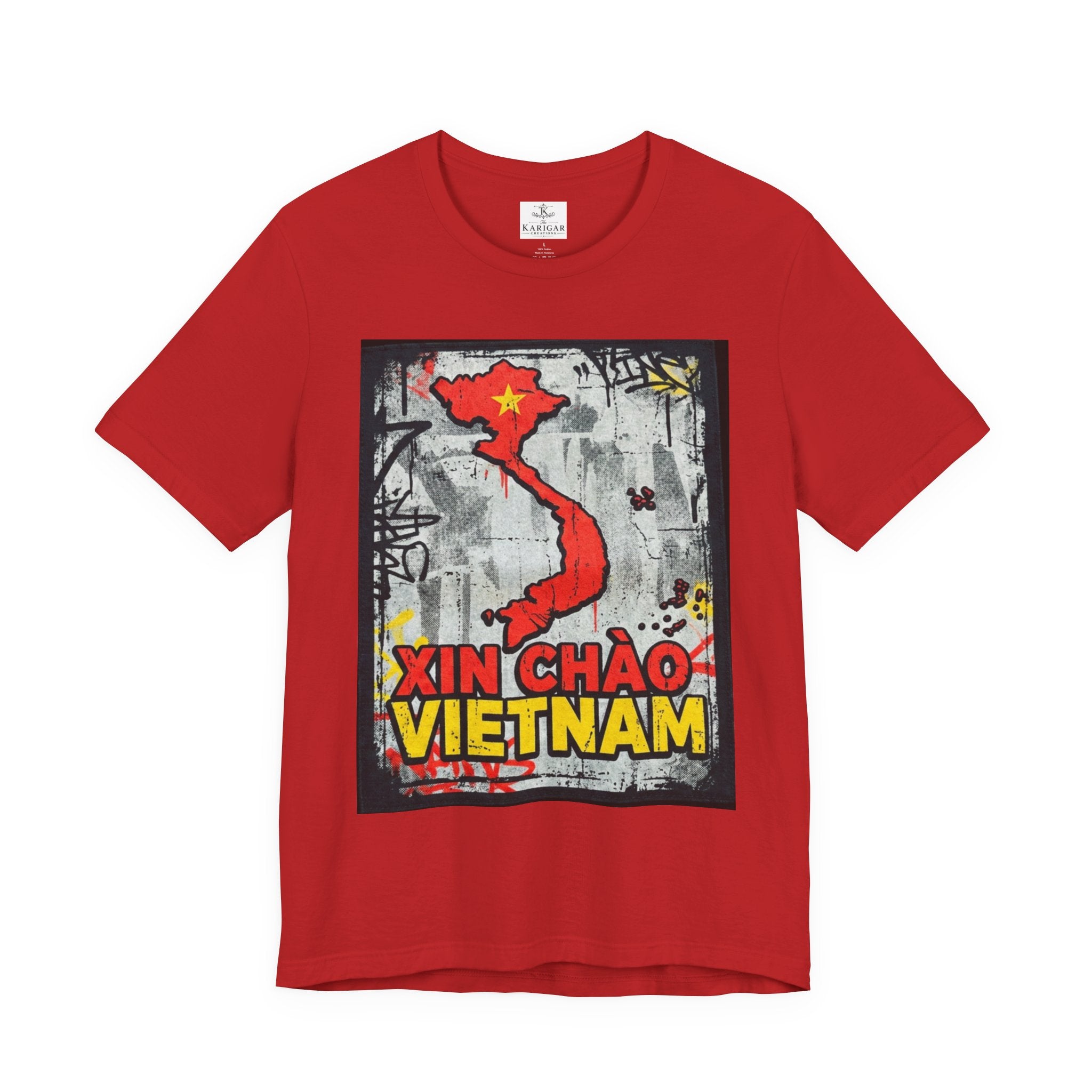 Xin Chao Vietnam T-Shirt Vietnam Map Graffiti Design Asian Travel Tee Vietnam Shirt Streetwear Graphic Unisex Gift