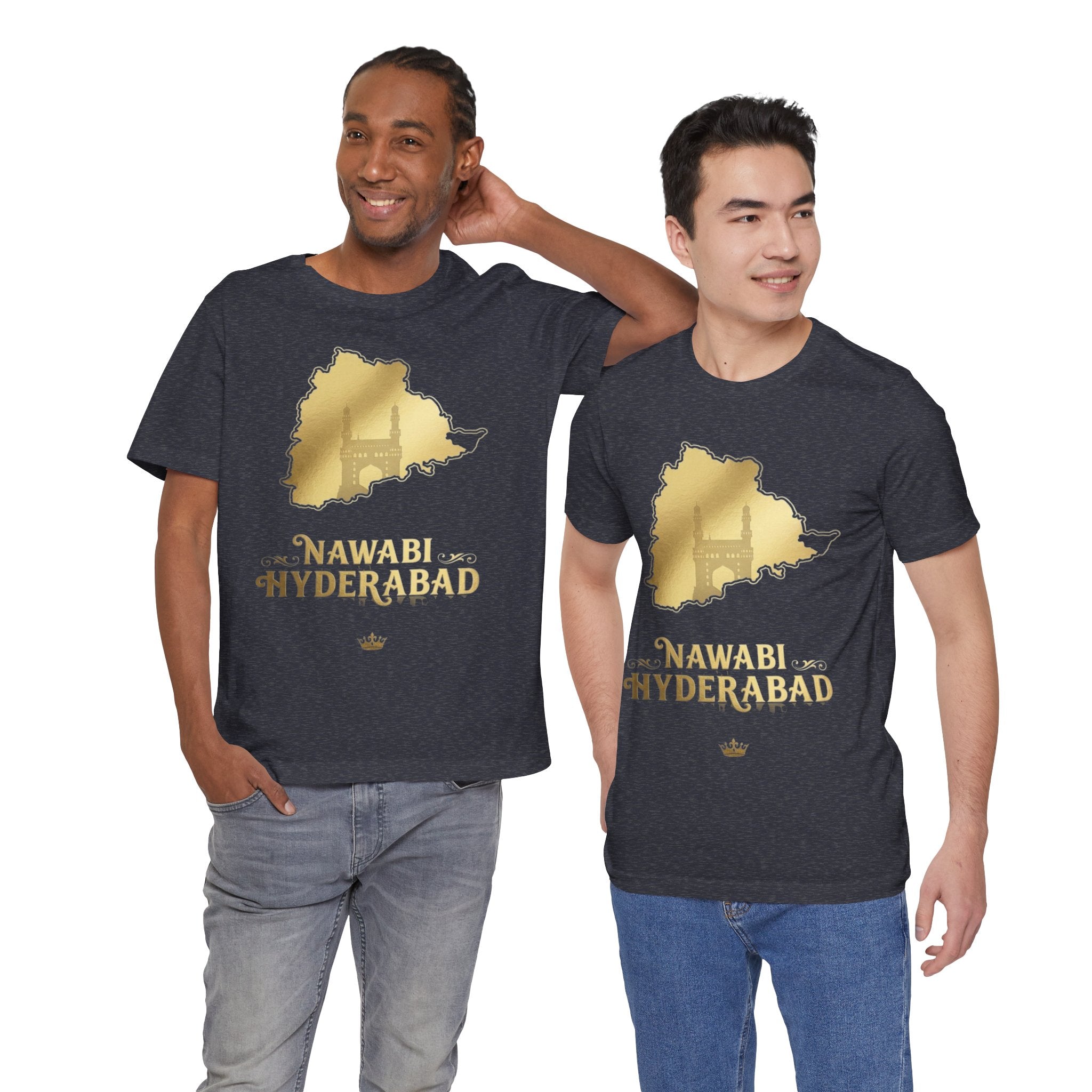 Nawabi Hyderabad T-Shirt Gold Map Graphic Tee Hyderabad Shirt Charminar Design Telangana Pride Unisex Gift