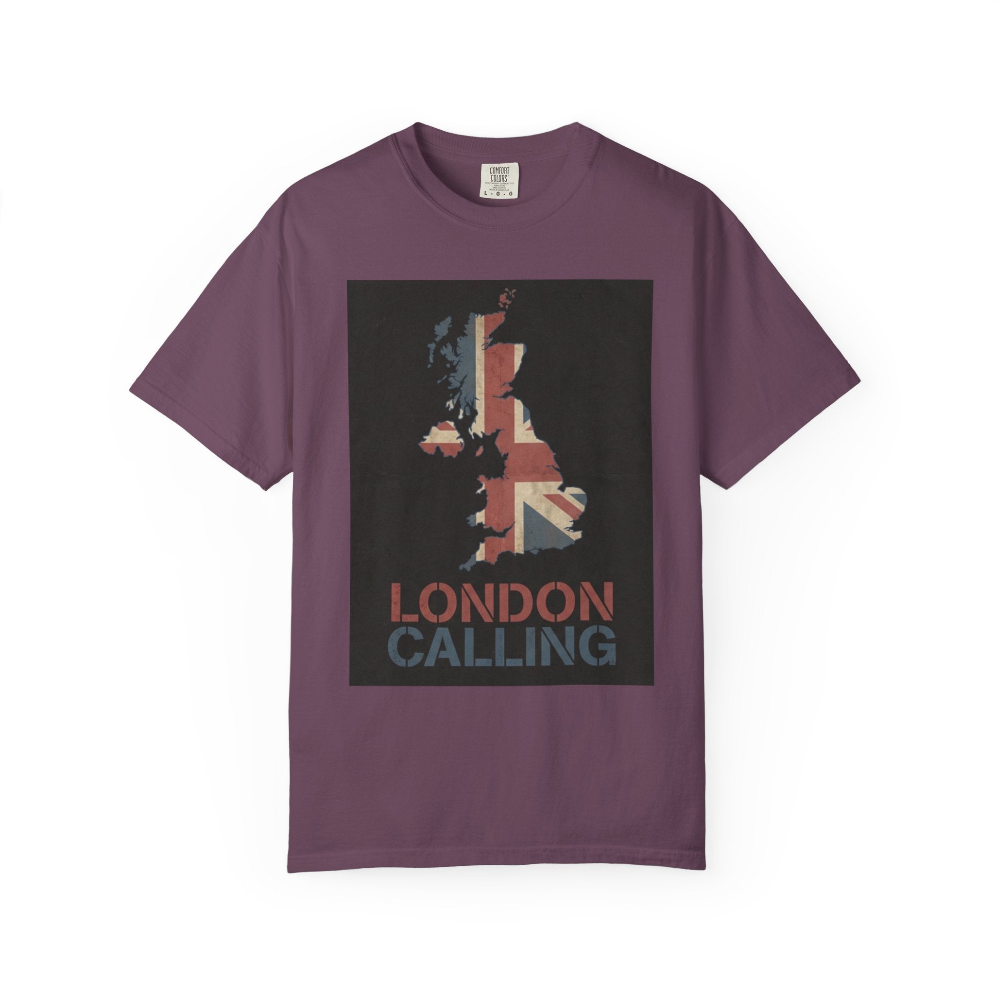 London Calling T-Shirt – UK Map Graphic Tee, Union Jack Vintage Shirt, British Streetwear Unisex Graphic Tee