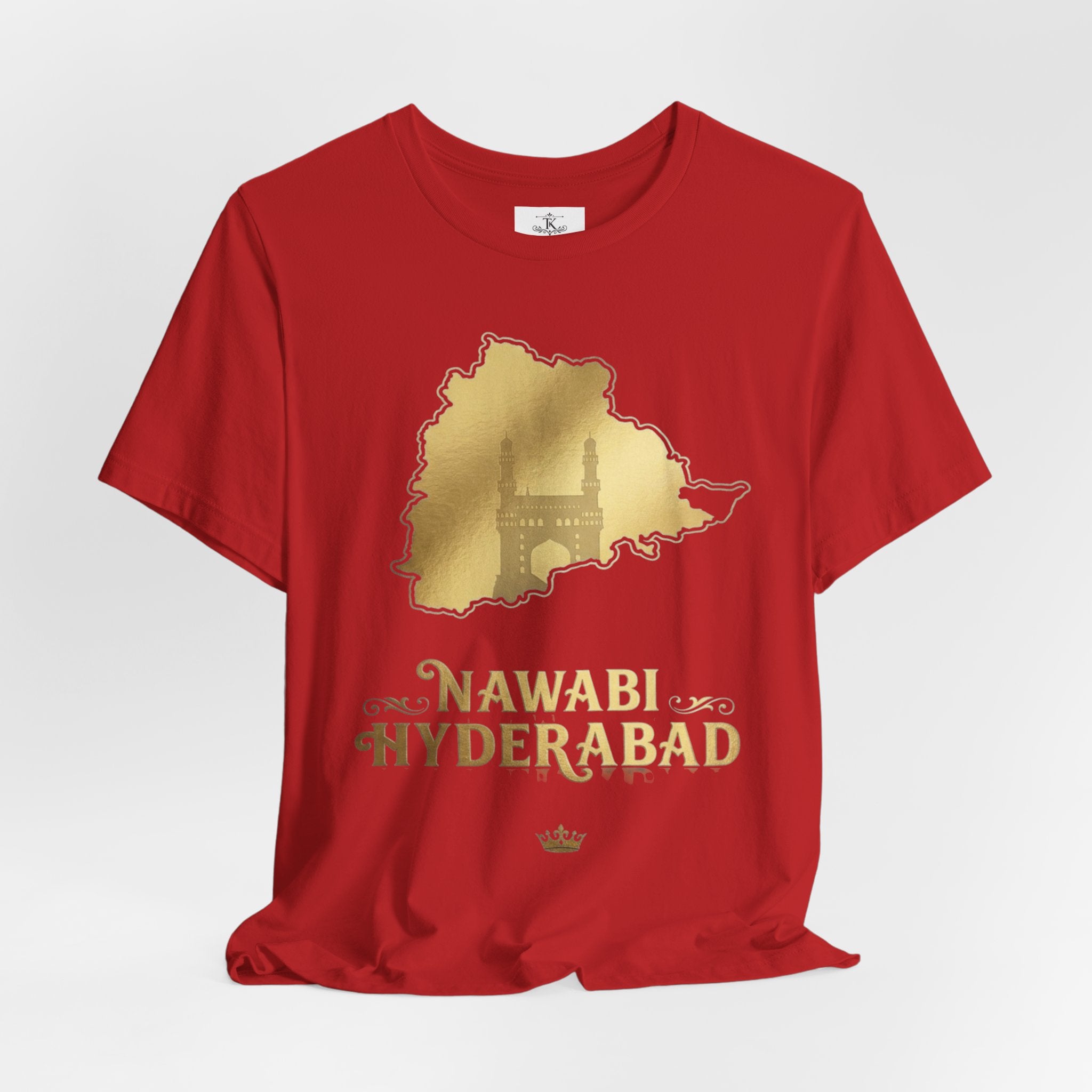 Nawabi Hyderabad T-Shirt Gold Map Graphic Tee Hyderabad Shirt Charminar Design Telangana Pride Unisex Gift