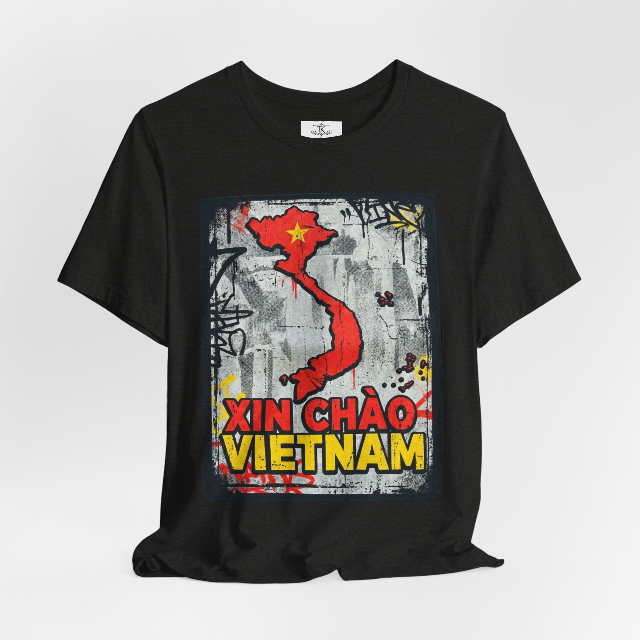 Xin Chao Vietnam T-Shirt Vietnam Map Graffiti Design Asian Travel Tee Vietnam Shirt Streetwear Graphic Unisex Gift