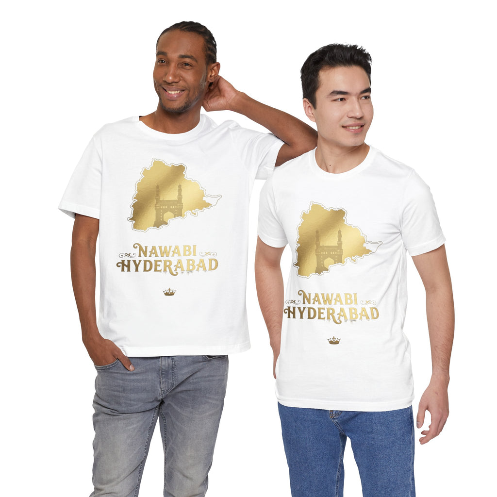 Nawabi Hyderabad T-Shirt Gold Map Graphic Tee Hyderabad Shirt Charminar Design Telangana Pride Unisex Gift