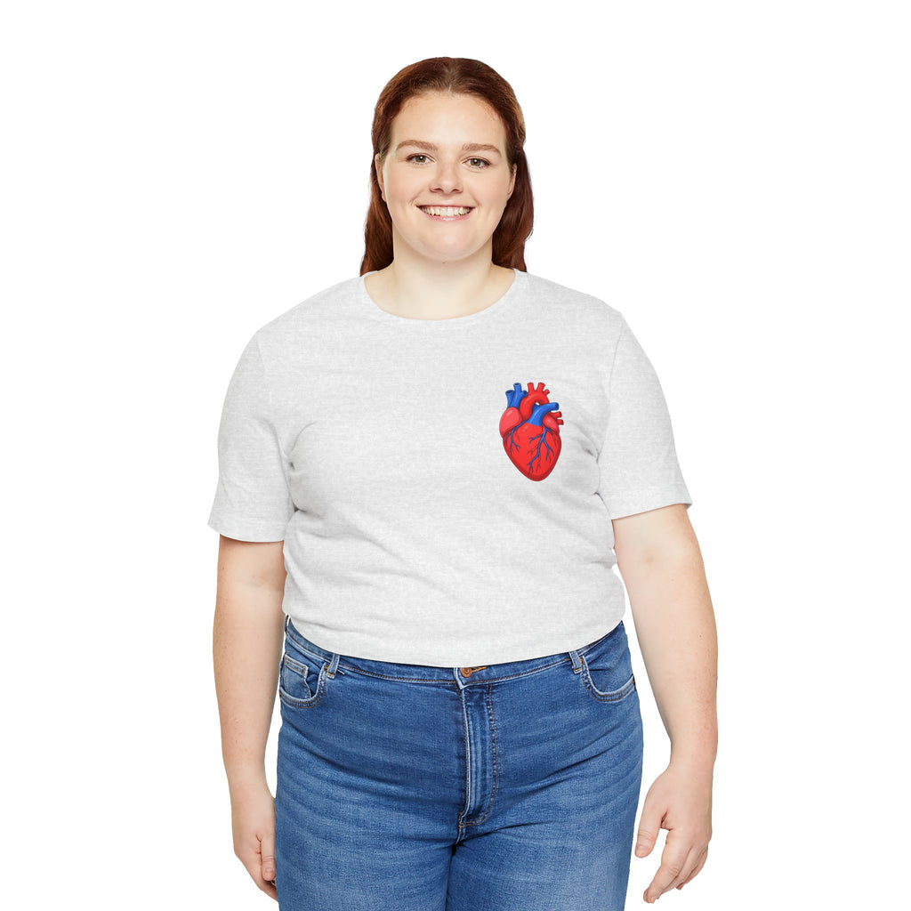 Anatomical Heart Chest Pocket T Shirt Red Blue Heart Tee Medical Heart Graphic Shirt