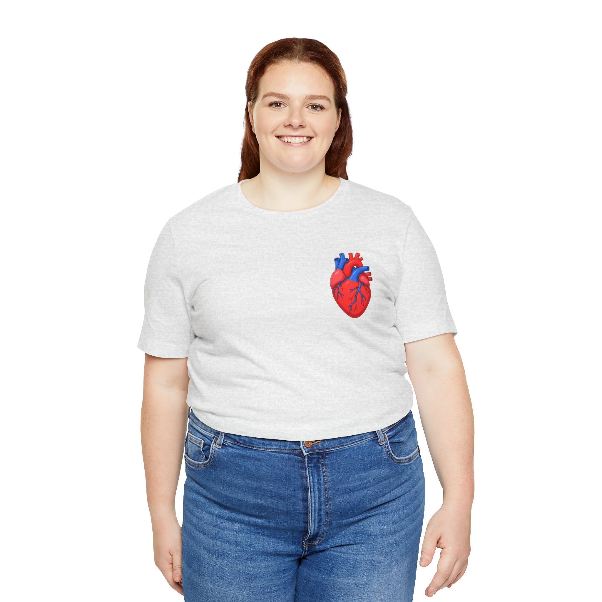 Anatomical Heart Chest Pocket T Shirt Red Blue Heart Tee Medical Heart Graphic Shirt