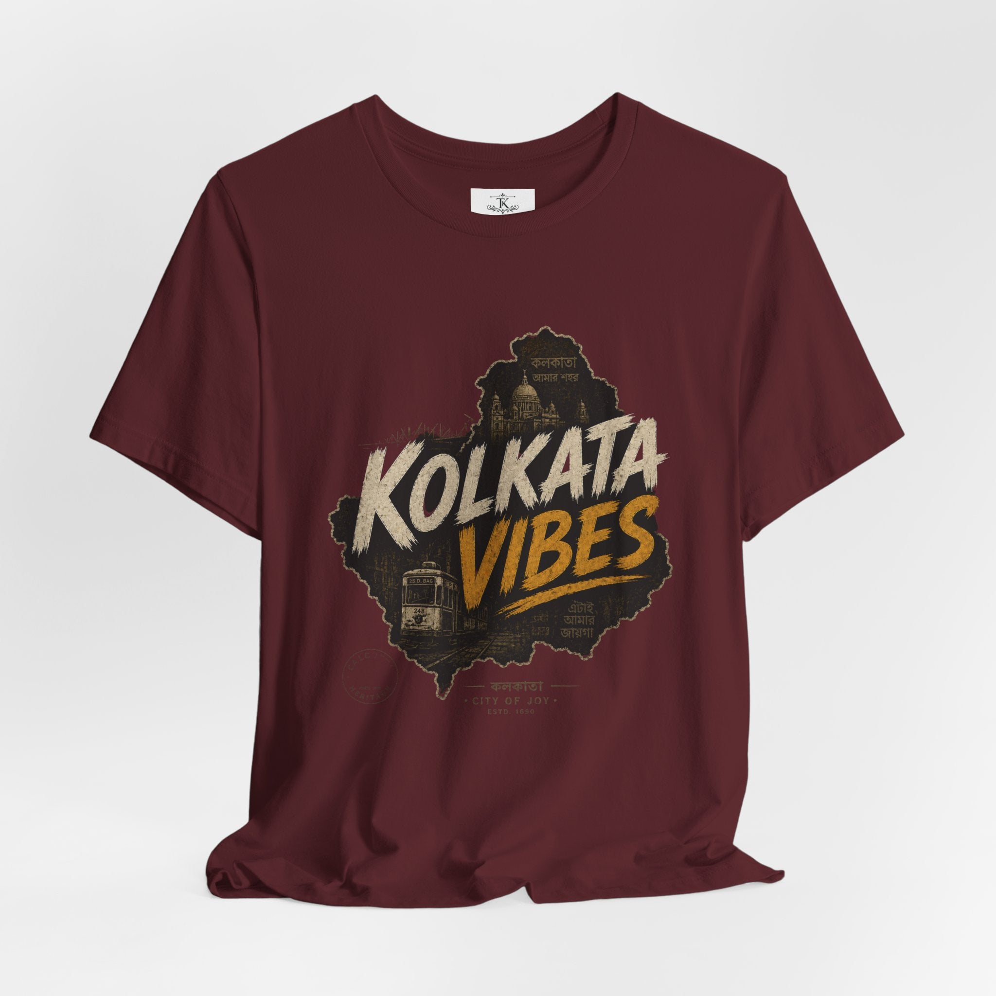 Kolkata Vibes T-Shirt Indian City Skyline Tee Vintage Tram Design Kolkata Shirt West Bengal Pride Unisex Gift