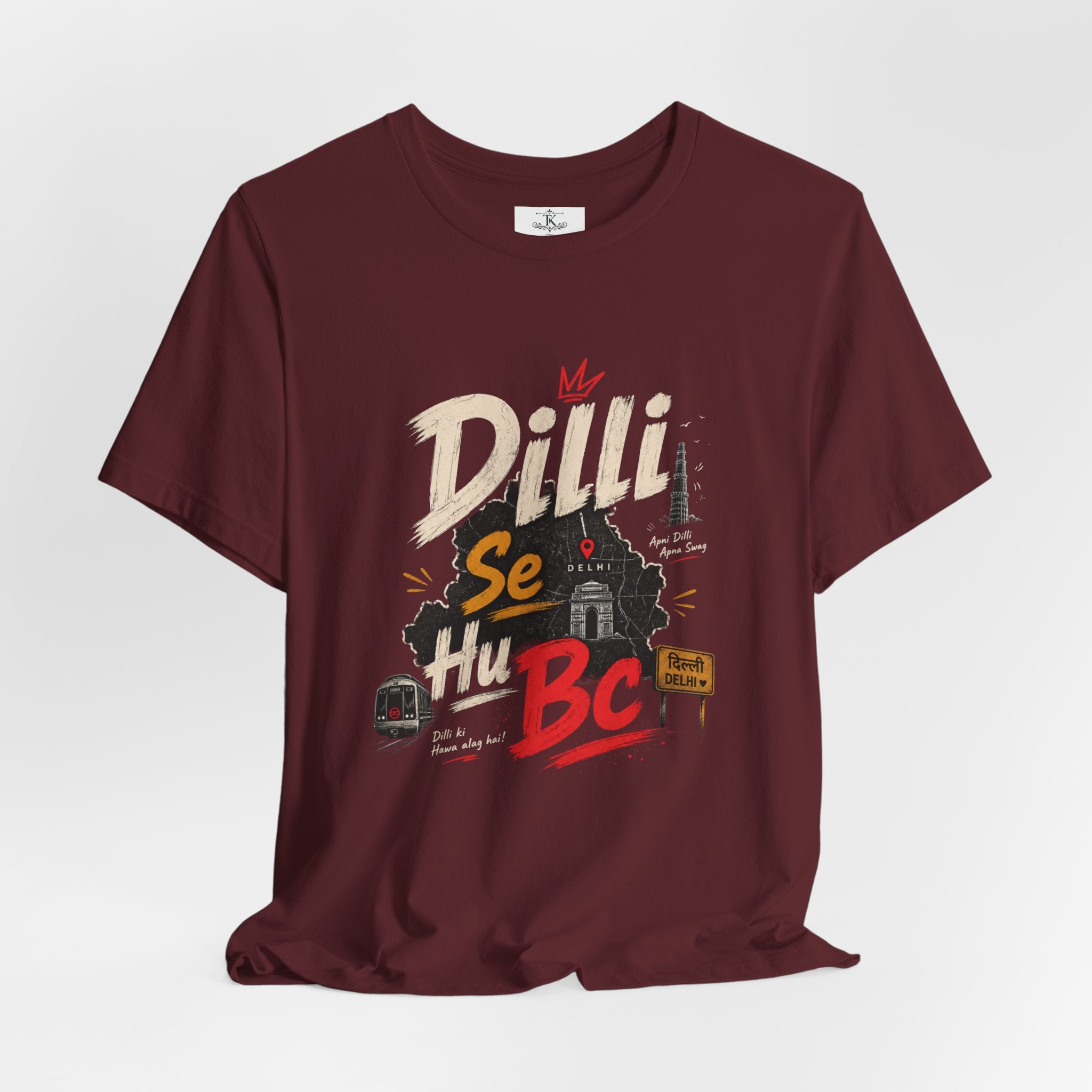 Dilli Se Hum BC T-Shirt, Delhi skyline, Hindi typography