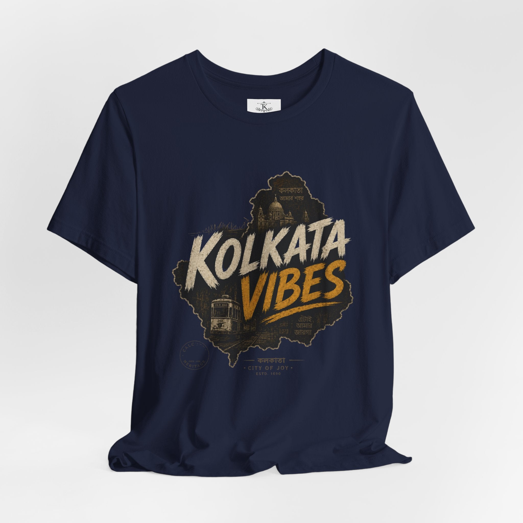 Kolkata Vibes T-Shirt Indian City Skyline Tee Vintage Tram Design Kolkata Shirt West Bengal Pride Unisex Gift