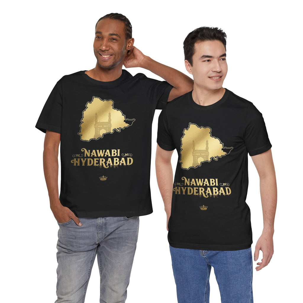 Nawabi Hyderabad T-Shirt Gold Map Graphic Tee Hyderabad Shirt Charminar Design Telangana Pride Unisex Gift