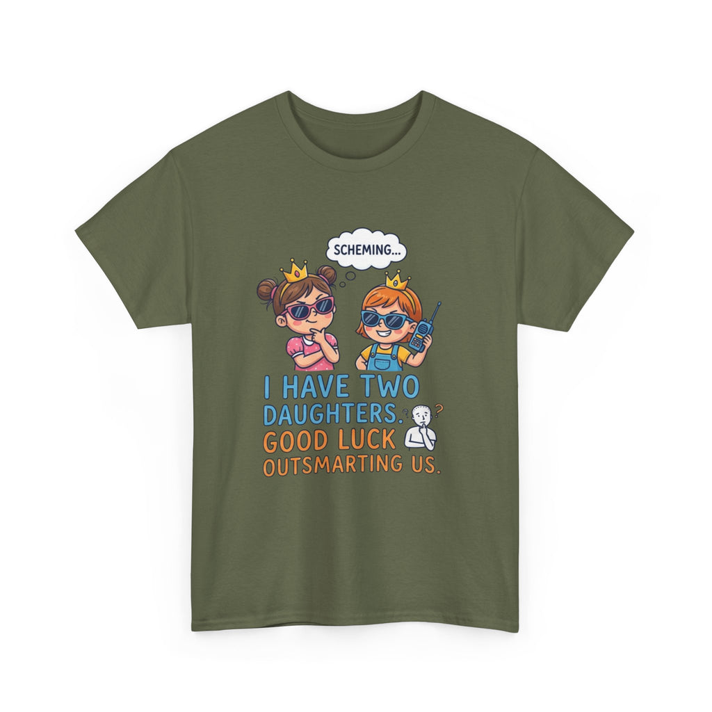 I Have Two Daughters Shirt Funny Dad T Shirt Cartoon Tee Parenting Humor Shirt Girl Dad Shirt Fathers Day Gift