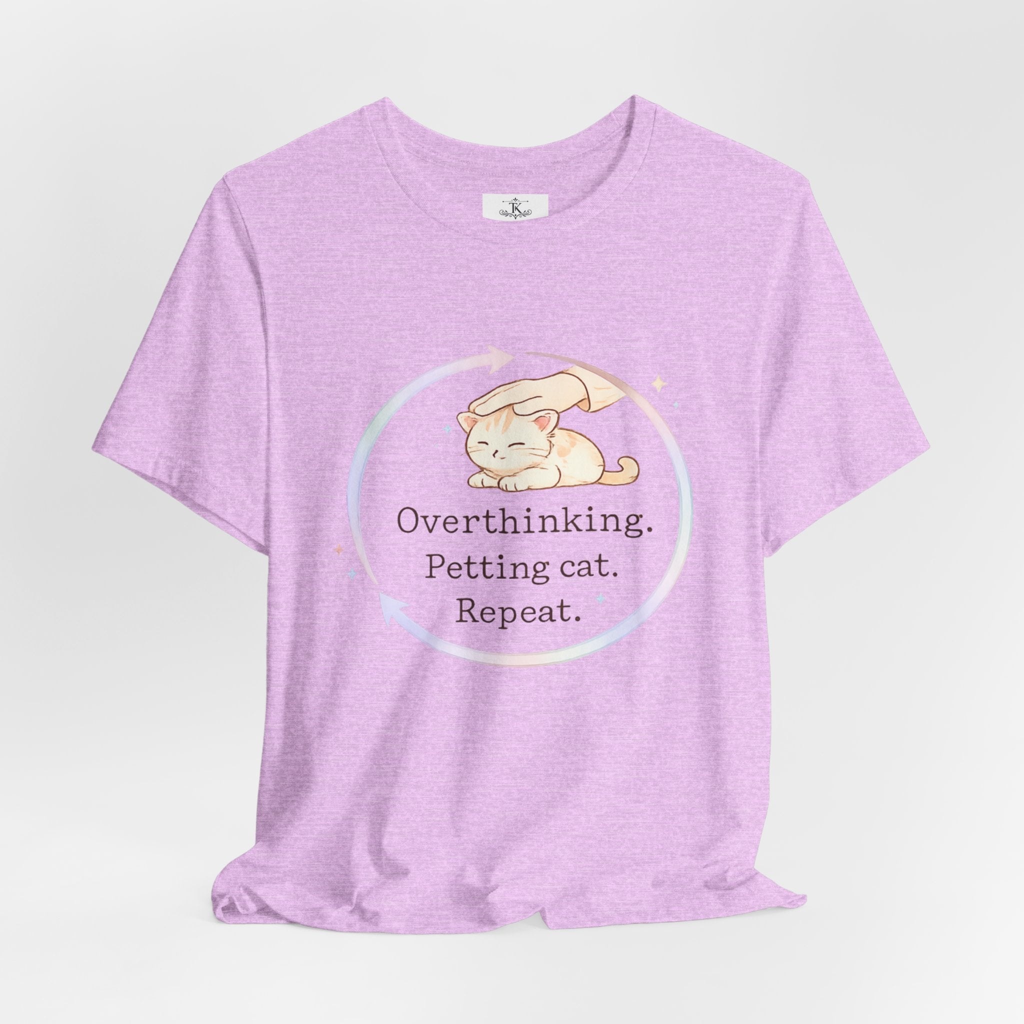 Funny Cat Lover Shirt Overthinking Petting Cat Repeat Cute Sleeping Cat Tee Gift for Cat Lovers