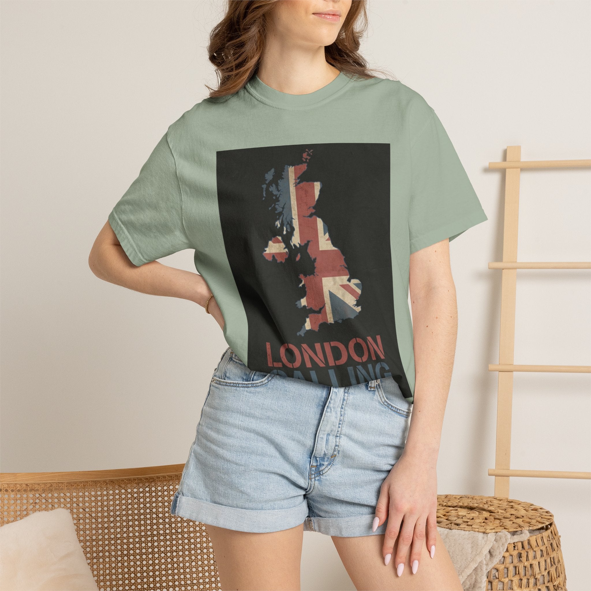 London Calling T-Shirt – UK Map Graphic Tee, Union Jack Vintage Shirt, British Streetwear Unisex Graphic Tee