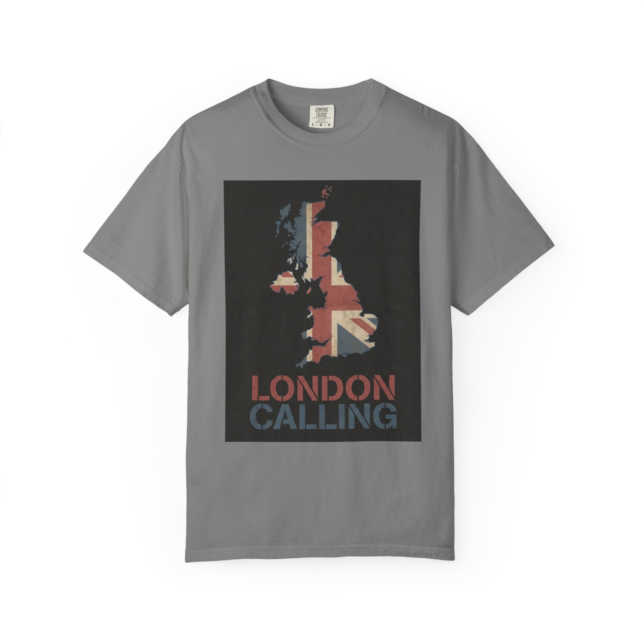 London Calling T-Shirt – UK Map Graphic Tee, Union Jack Vintage Shirt, British Streetwear Unisex Graphic Tee