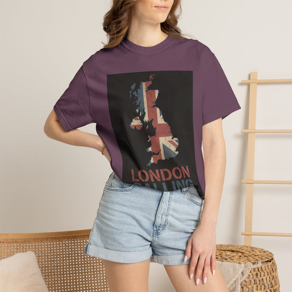 London Calling T-Shirt – UK Map Graphic Tee, Union Jack Vintage Shirt, British Streetwear Unisex Graphic Tee