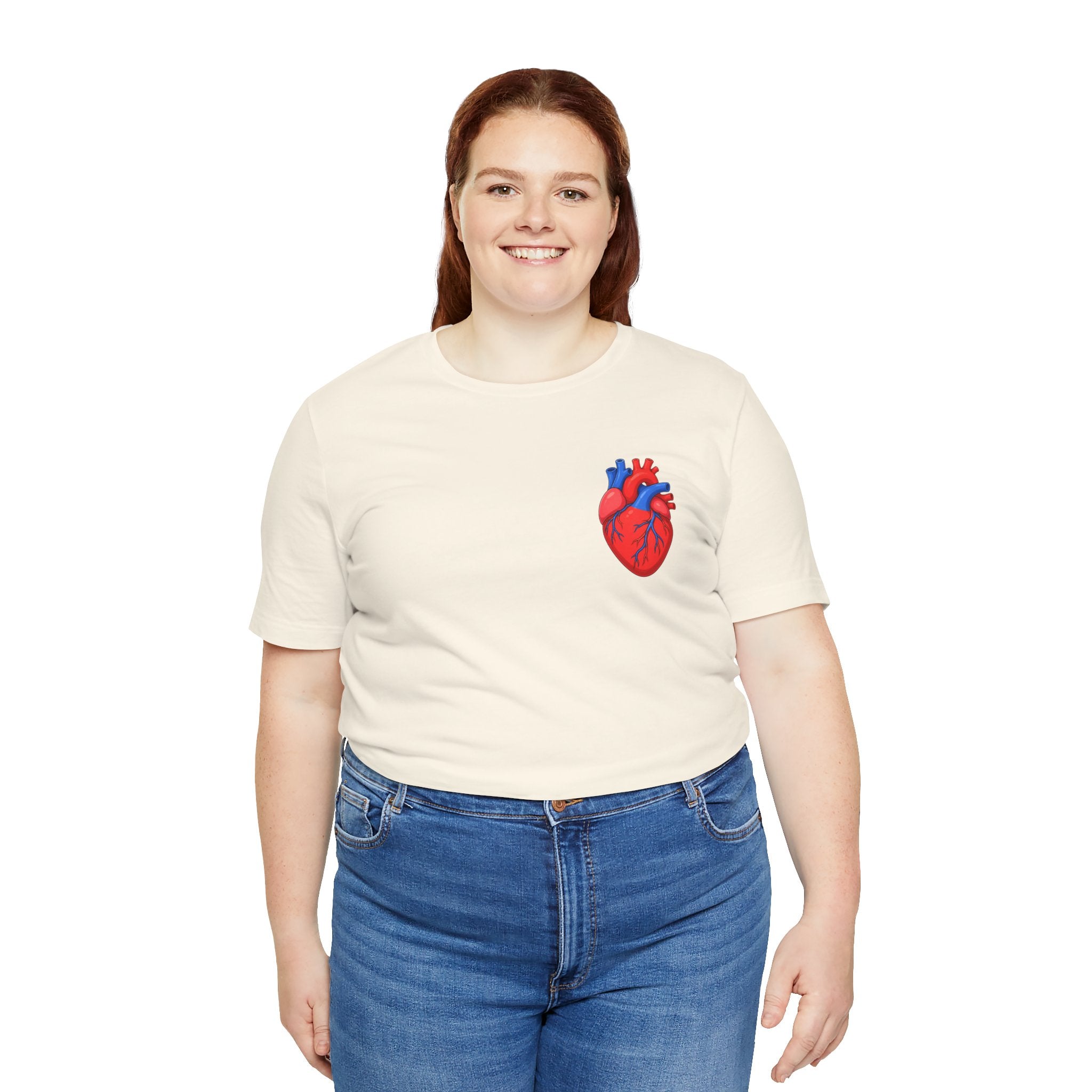 Anatomical Heart Chest Pocket T Shirt Red Blue Heart Tee Medical Heart Graphic Shirt