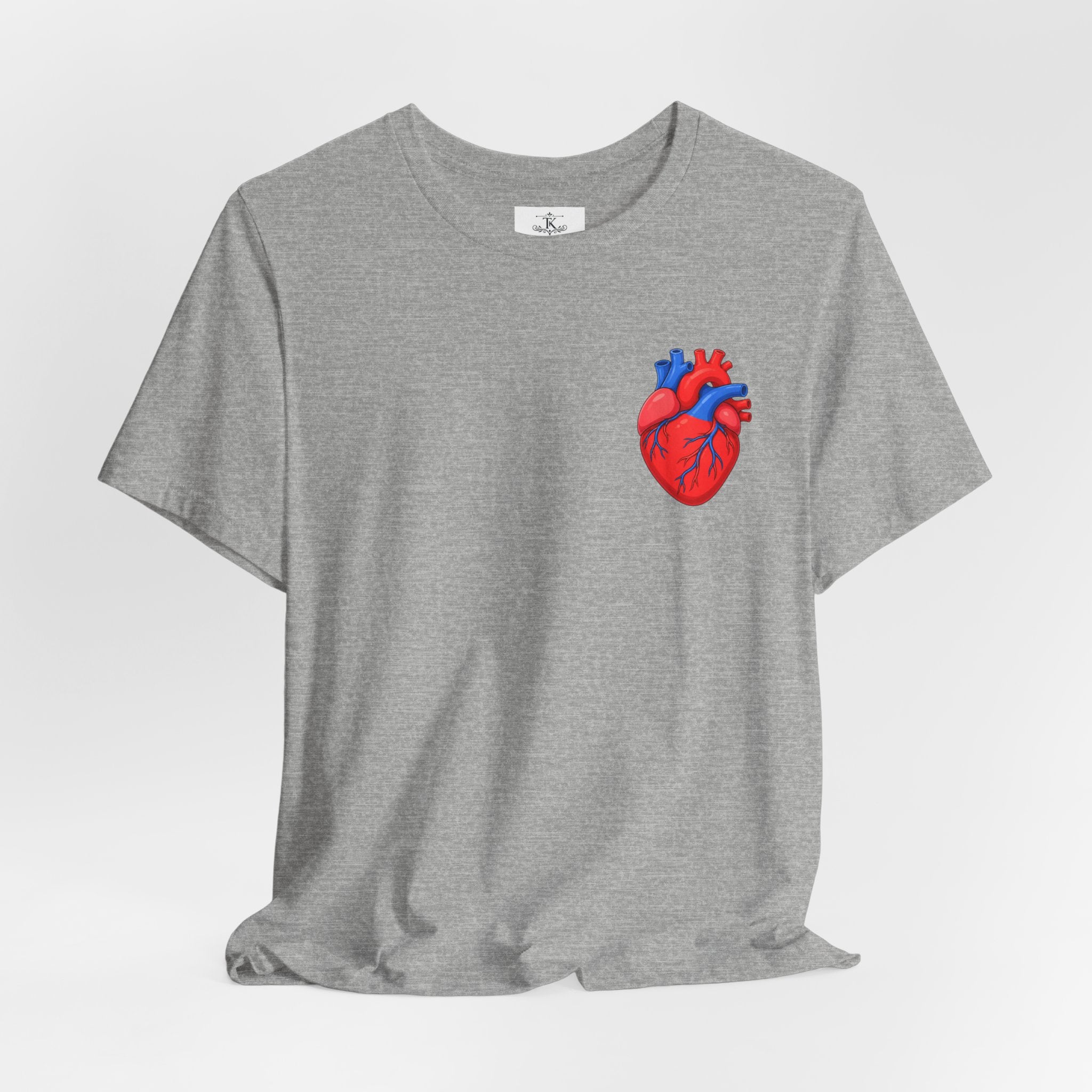 Anatomical Heart Chest Pocket T Shirt Red Blue Heart Tee Medical Heart Graphic Shirt