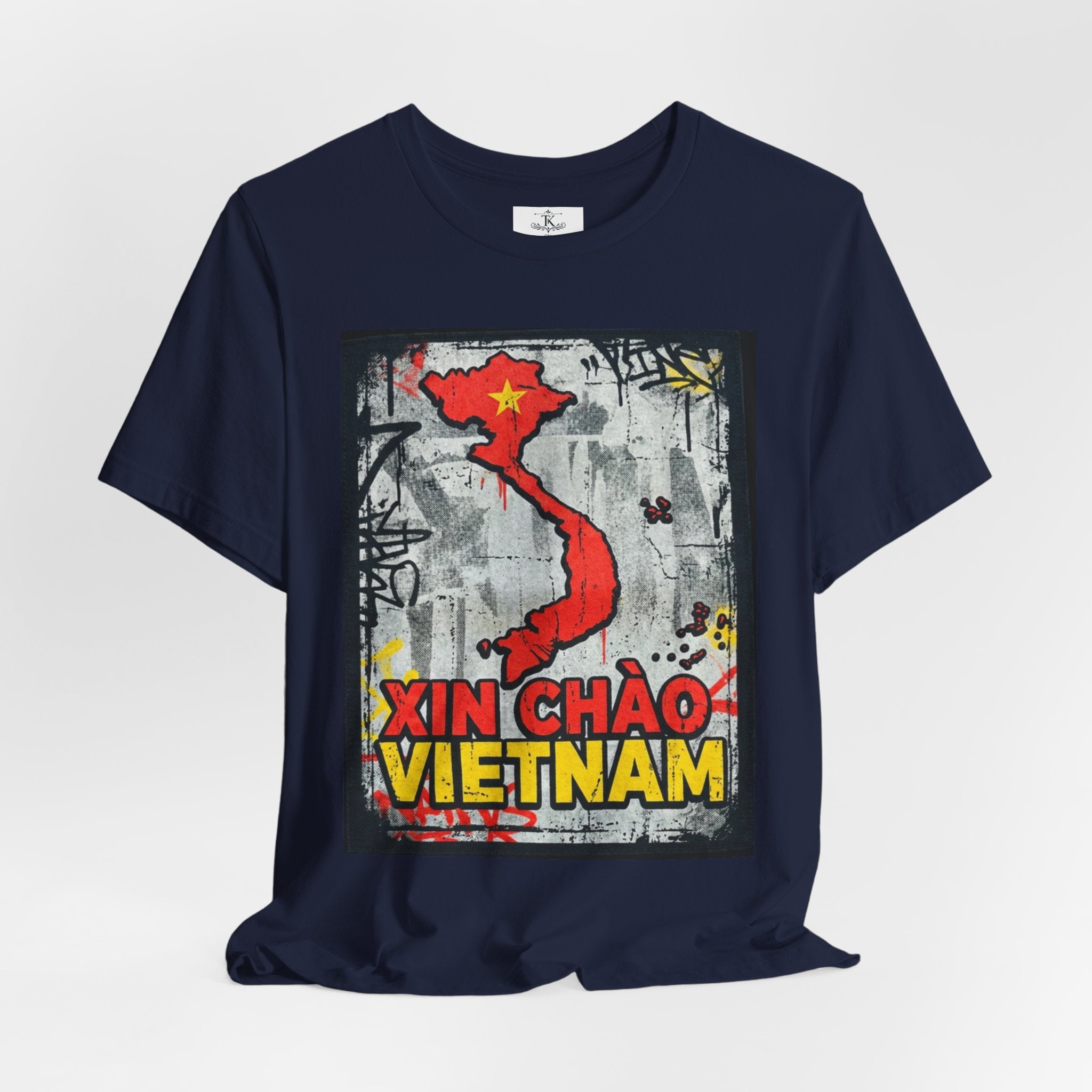 Xin Chao Vietnam T-Shirt Vietnam Map Graffiti Design Asian Travel Tee Vietnam Shirt Streetwear Graphic Unisex Gift