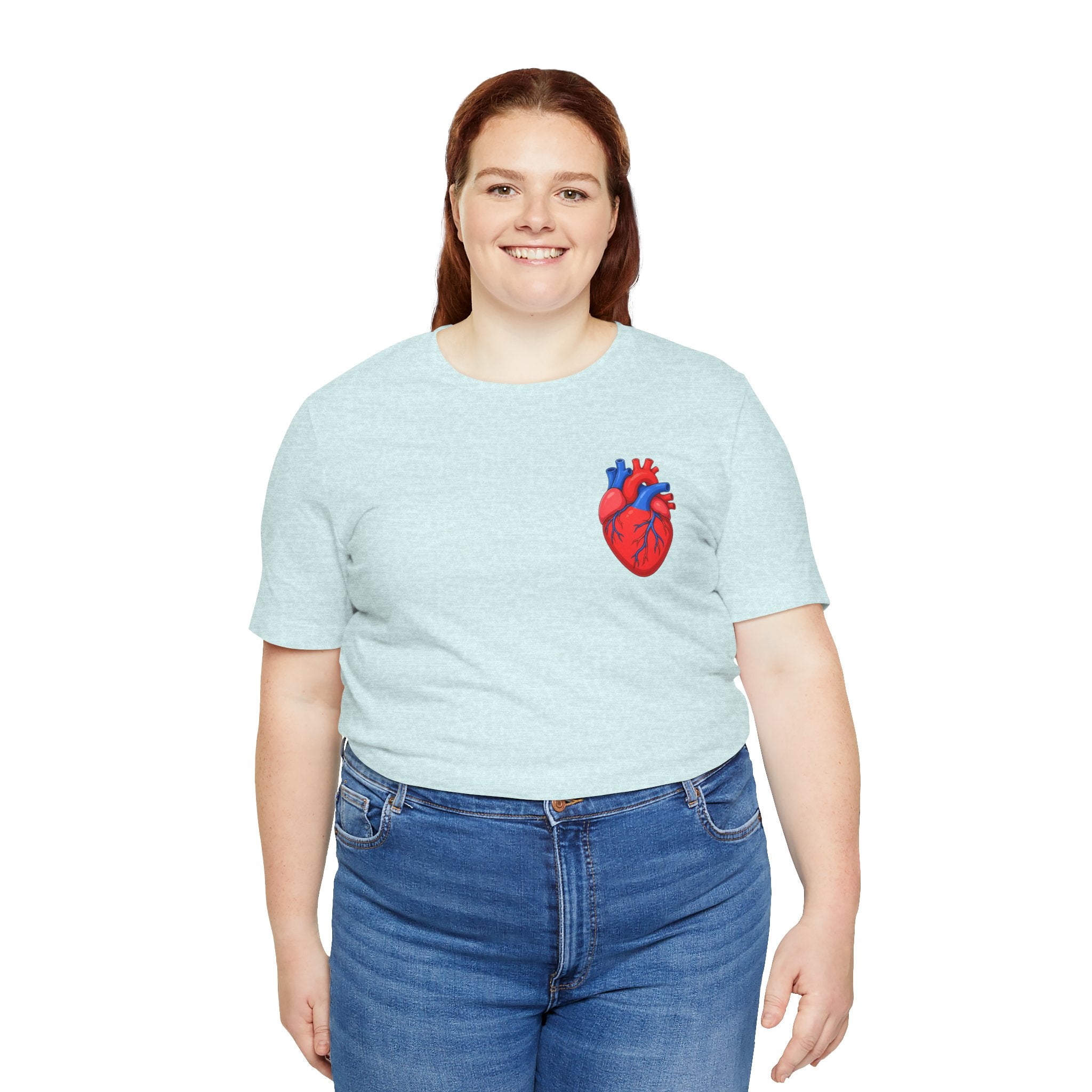 Anatomical Heart Chest Pocket T Shirt Red Blue Heart Tee Medical Heart Graphic Shirt