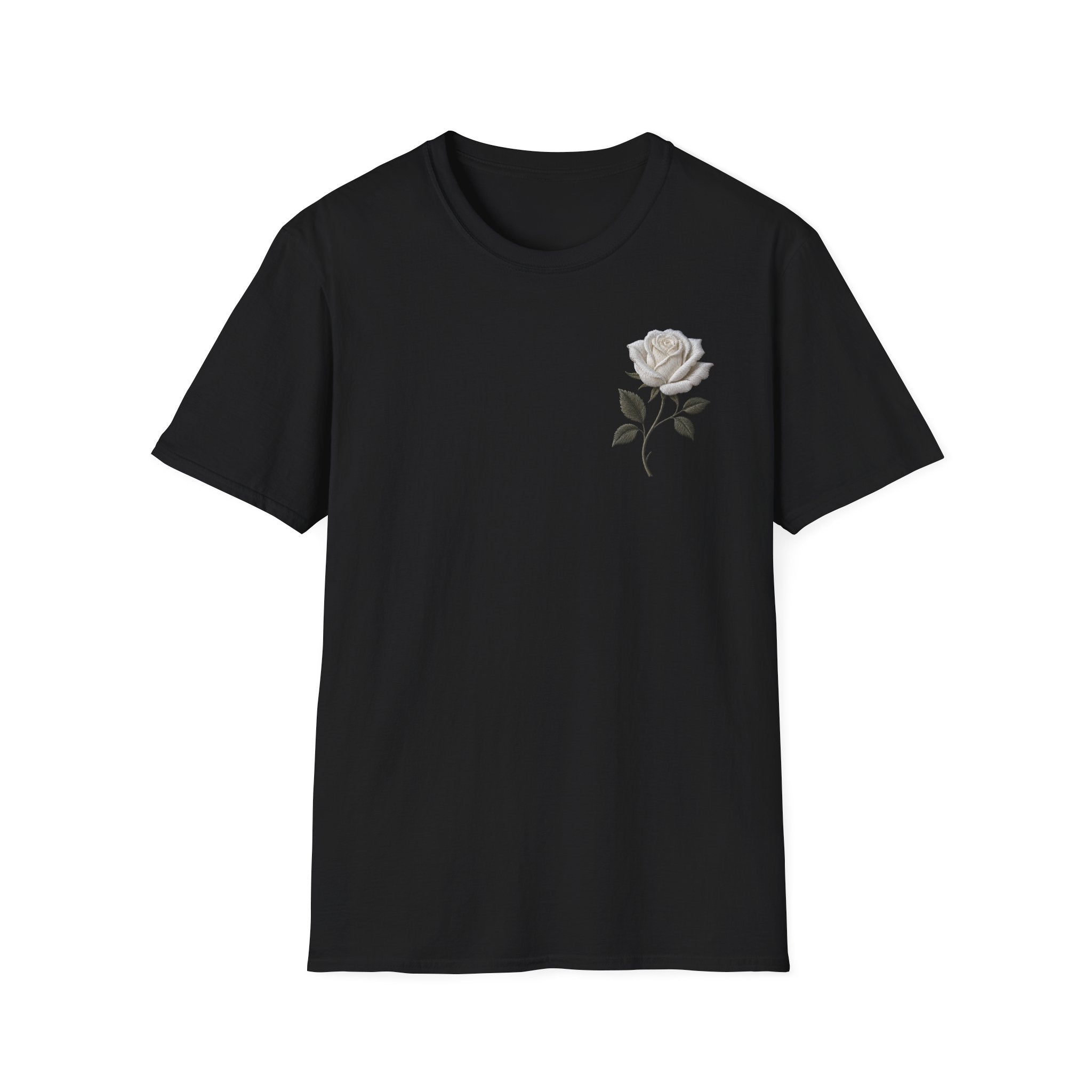 White Rose Chest T Shirt Minimal Floral Tee Rose Graphic Shirt Aesthetic Flower Shirt Simple Botanical Tee Unisex