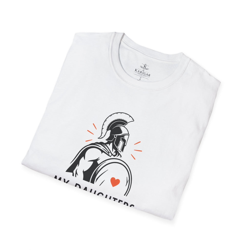 Dad T-Shirt — “My Daughters Turned Me Into a Professional Worrier” Spartan Design