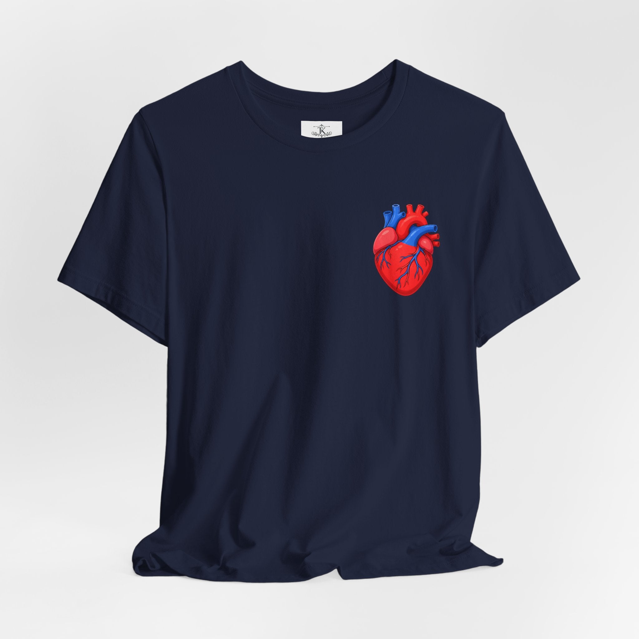 Anatomical Heart Chest Pocket T Shirt Red Blue Heart Tee Medical Heart Graphic Shirt