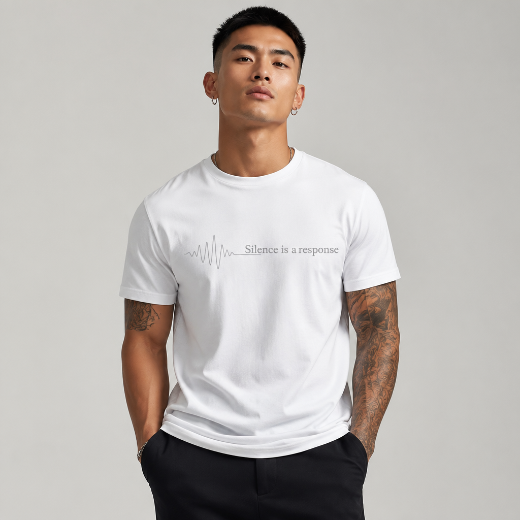 Silence Is a Response T-Shirt – Minimalist Soundwave Quote Tee, Introvert Aesthetic Shirt, Mental Clarity Streetwear Unisex Graphic Tee