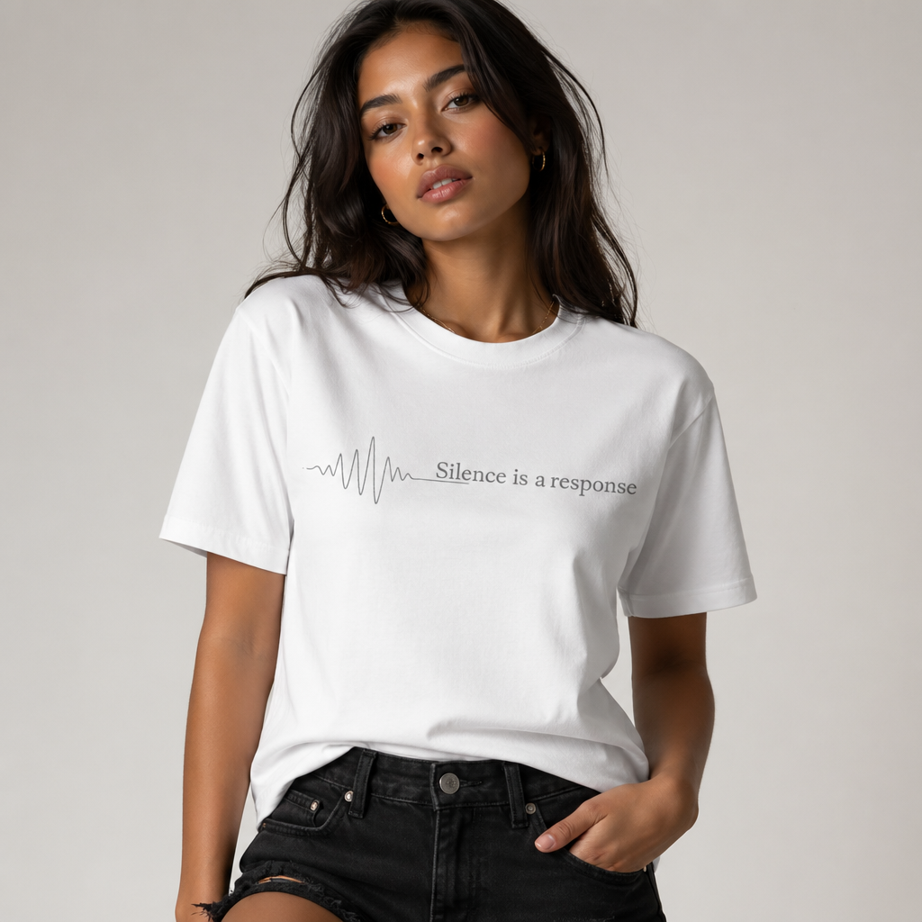 Silence Is a Response T-Shirt – Minimalist Soundwave Quote Tee, Introvert Aesthetic Shirt, Mental Clarity Streetwear Unisex Graphic Tee