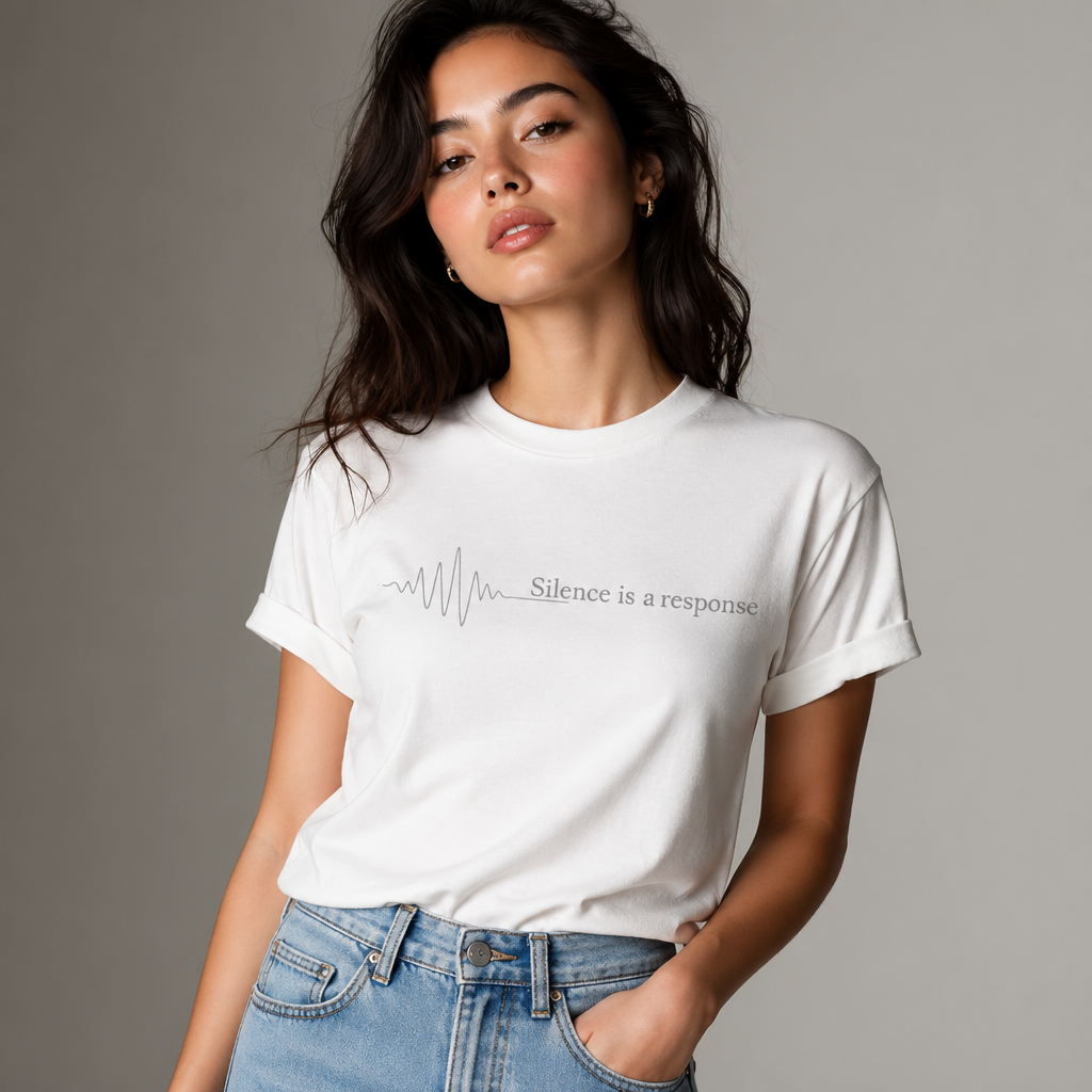 Silence Is a Response T-Shirt – Minimalist Soundwave Quote Tee, Introvert Aesthetic Shirt, Mental Clarity Streetwear Unisex Graphic Tee