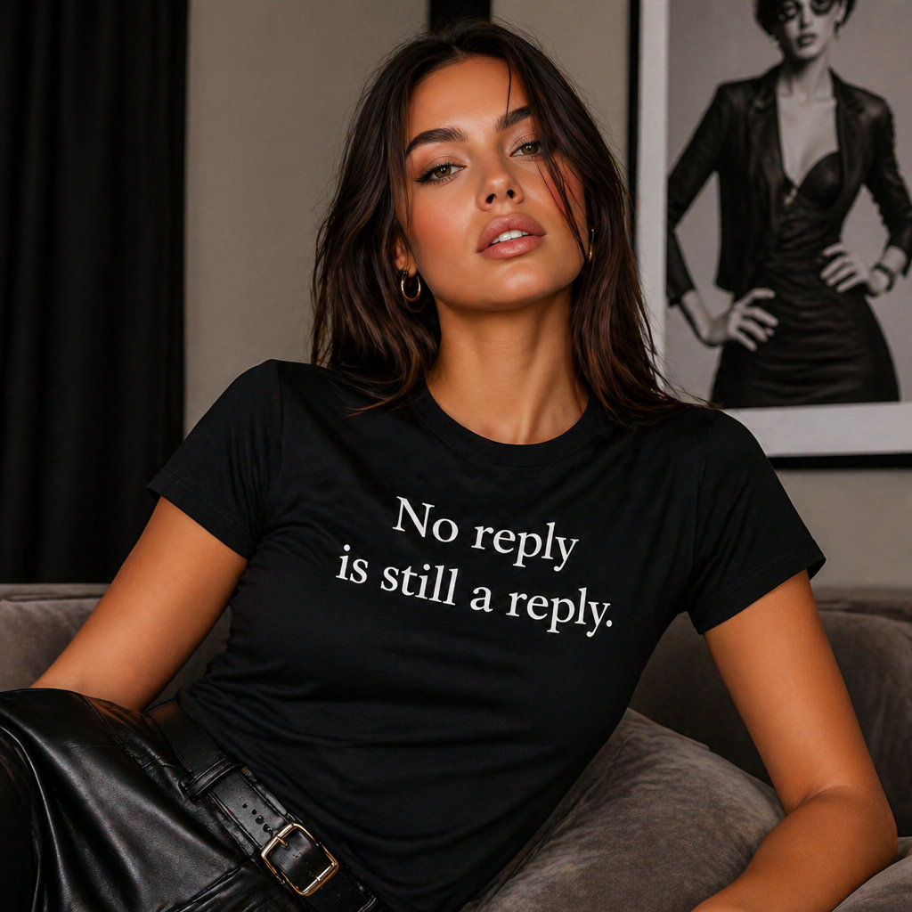 No Reply Is Still a Reply T-Shirt – Minimalist Quote Shirt, Black Square Graphic Tee, Introvert Aesthetic Streetwear Unisex Graphic Tee