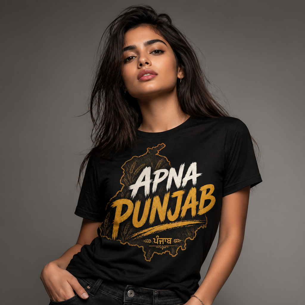 Apna Punjab T-Shirt Punjab Map Graphic Tee Punjabi Typography Shirt Punjabi Pride Unisex Desi Streetwear Gift