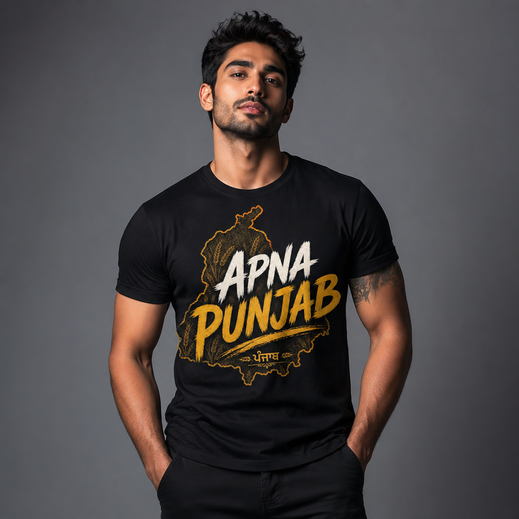 Apna Punjab T-Shirt Punjab Map Graphic Tee Punjabi Typography Shirt Punjabi Pride Unisex Desi Streetwear Gift