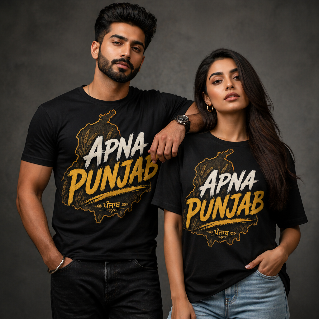 Apna Punjab T-Shirt Punjab Map Graphic Tee Punjabi Typography Shirt Punjabi Pride Unisex Desi Streetwear Gift