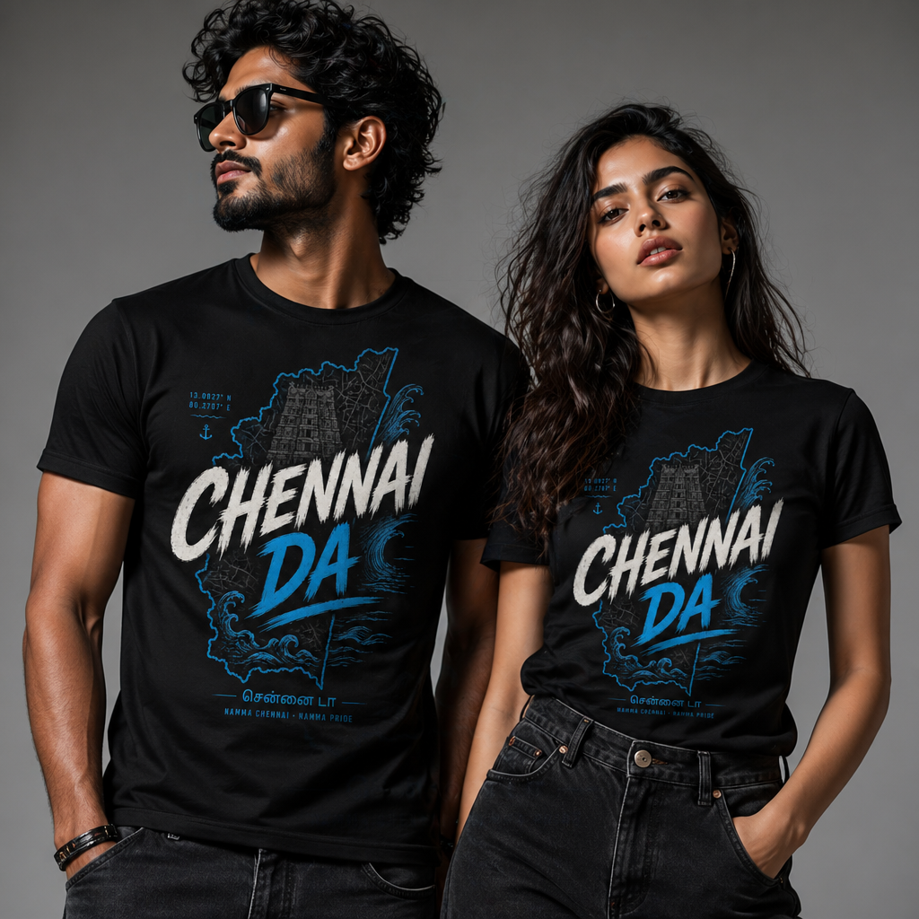 Chennai T-Shirt Chennai Map Graphic Tee South India Pride Shirt Tamil Nadu Unisex Gift