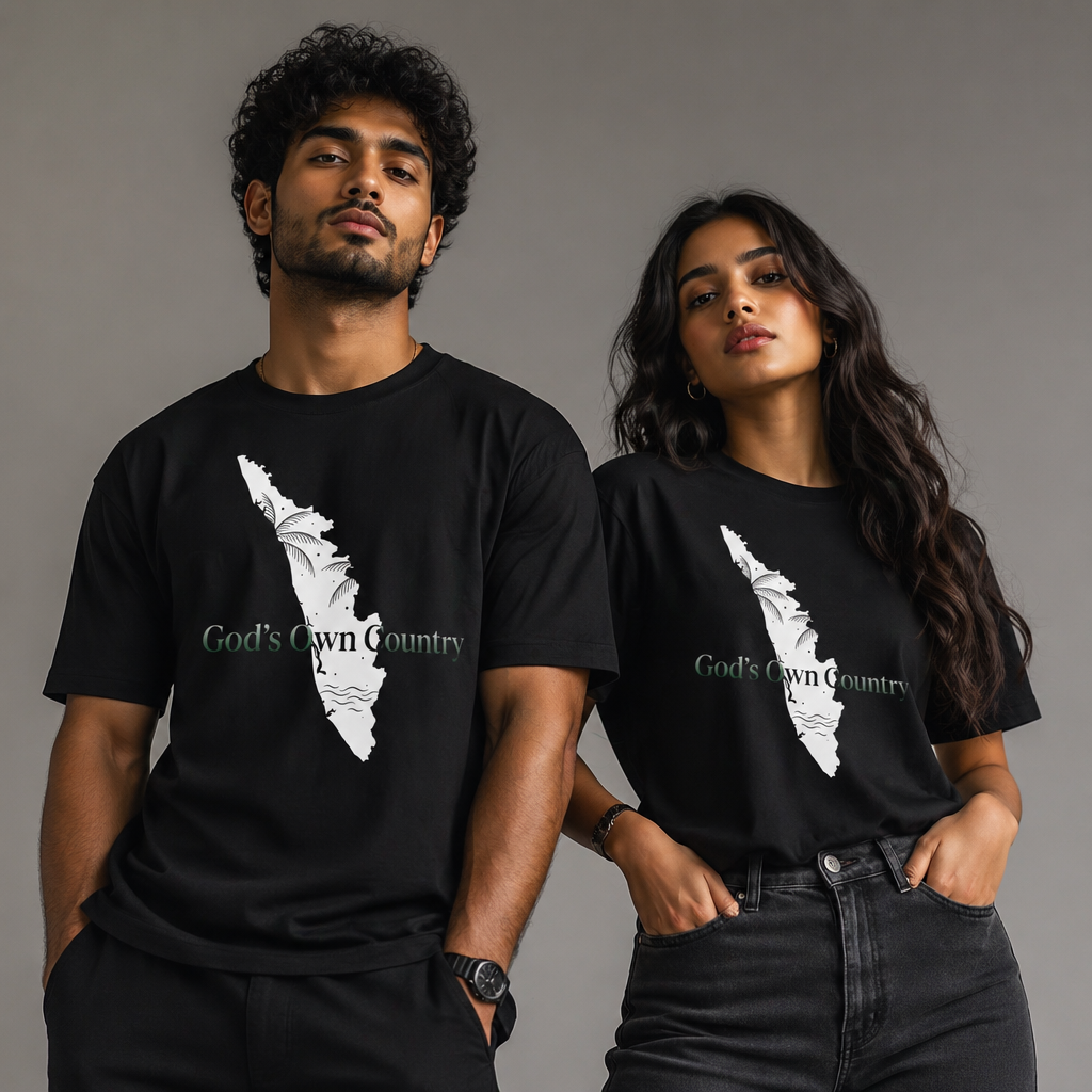Gods Own Country T-Shirt Kerala Map Graphic Tee Kerala Outline Shirt India Travel Souvenir Unisex Gift