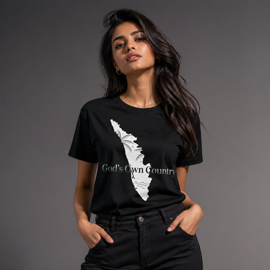 Gods Own Country T-Shirt Kerala Map Graphic Tee Kerala Outline Shirt India Travel Souvenir Unisex Gift