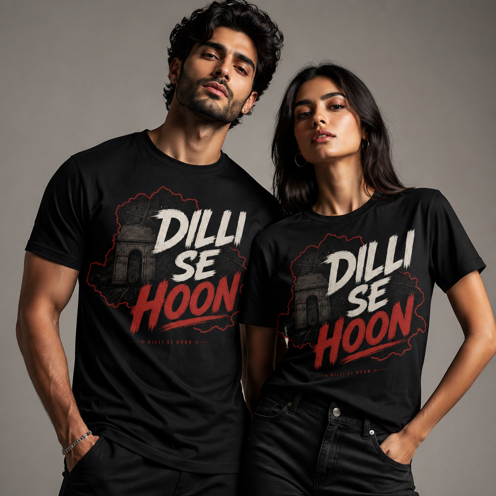 Dilli Se Hoon T-Shirt Delhi Skyline Typography Tee India Pride Shirt Desi Streetwear Unisex Graphic Gift
