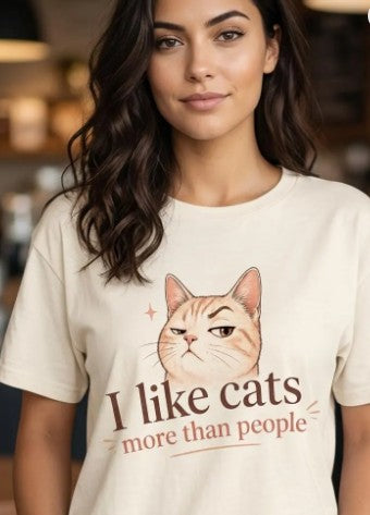 I Like Cats More Than People Shirt Cute Cat Face T Shirt Funny Cat Lover Tee