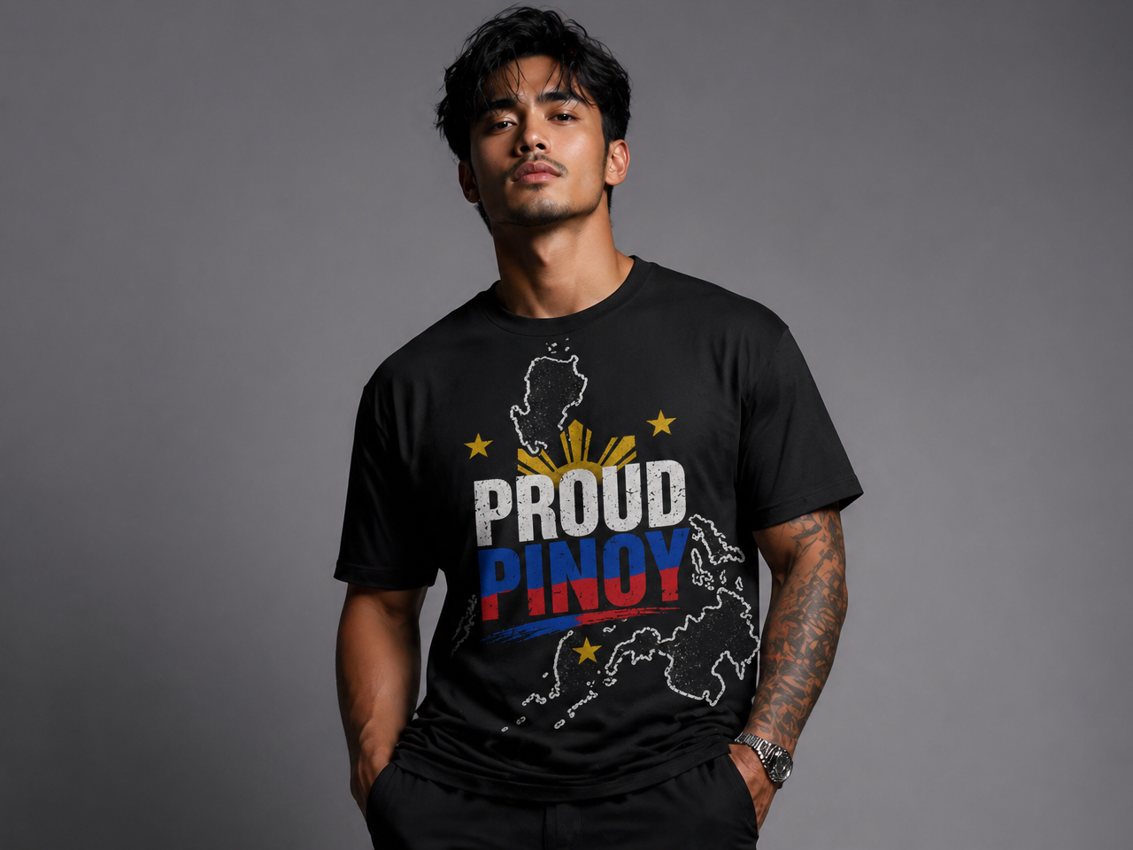 Philippines T-Shirt Proud Pinoy Shirt Filipino Flag Graphic Tee Philippine Map Shirt Unisex Gift for Filipinos Travel Souvenirrs
