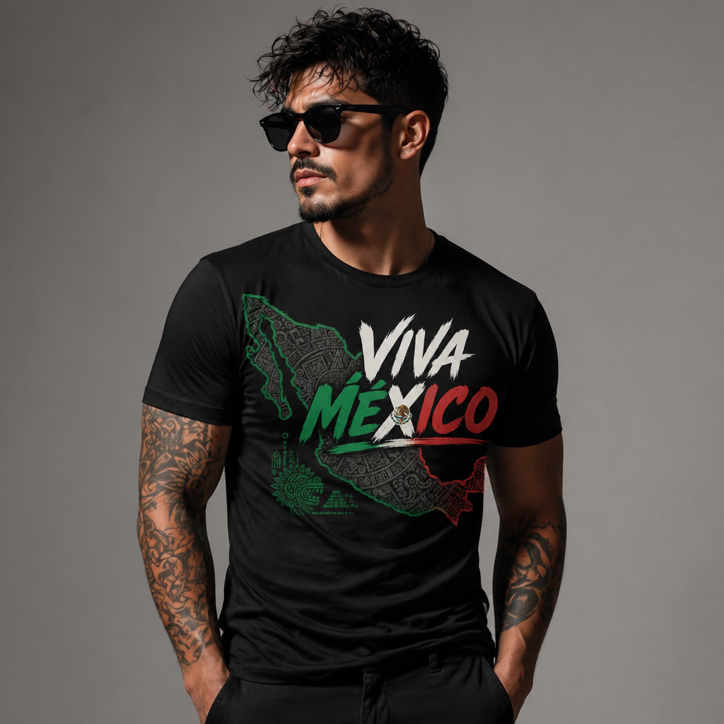 Viva Mexico T-Shirt Mexican Flag Colors Shirt Mexico Map Graphic Tee Proud Mexican Shirt Travel Souvenir Unisex Gift