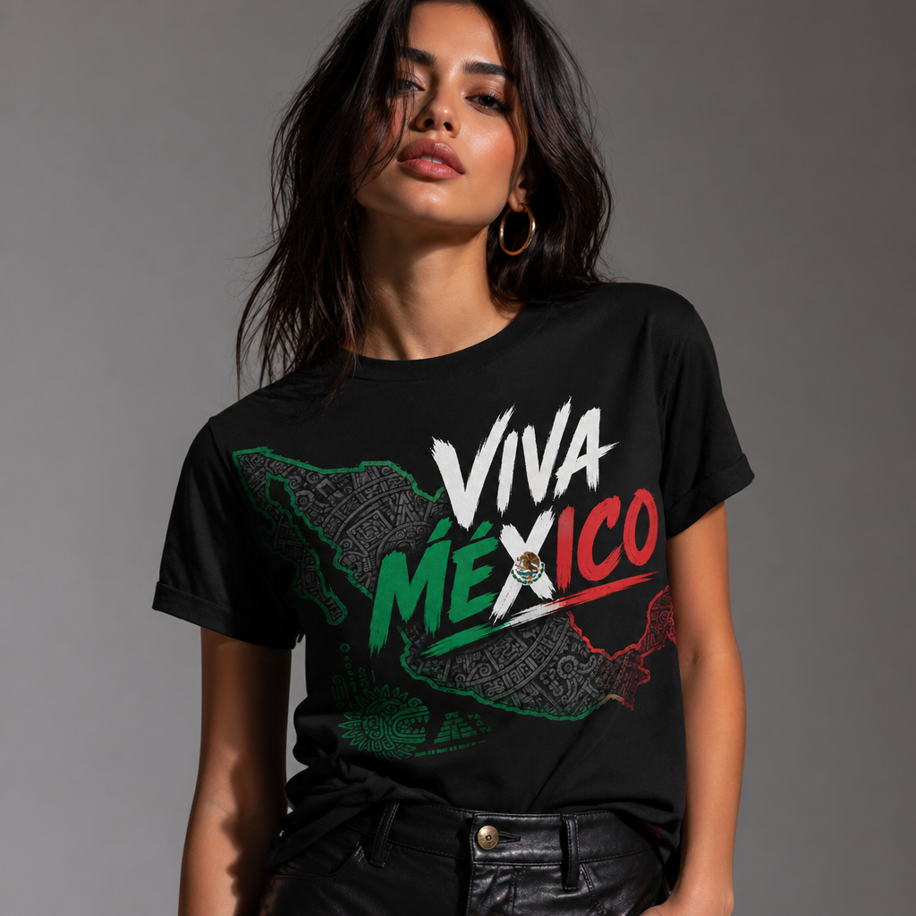 Viva Mexico T-Shirt Mexican Flag Colors Shirt Mexico Map Graphic Tee Proud Mexican Shirt Travel Souvenir Unisex Gift