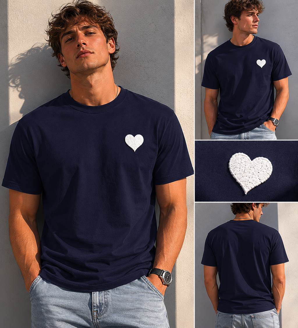 Heart Embroidered T‑Shirt